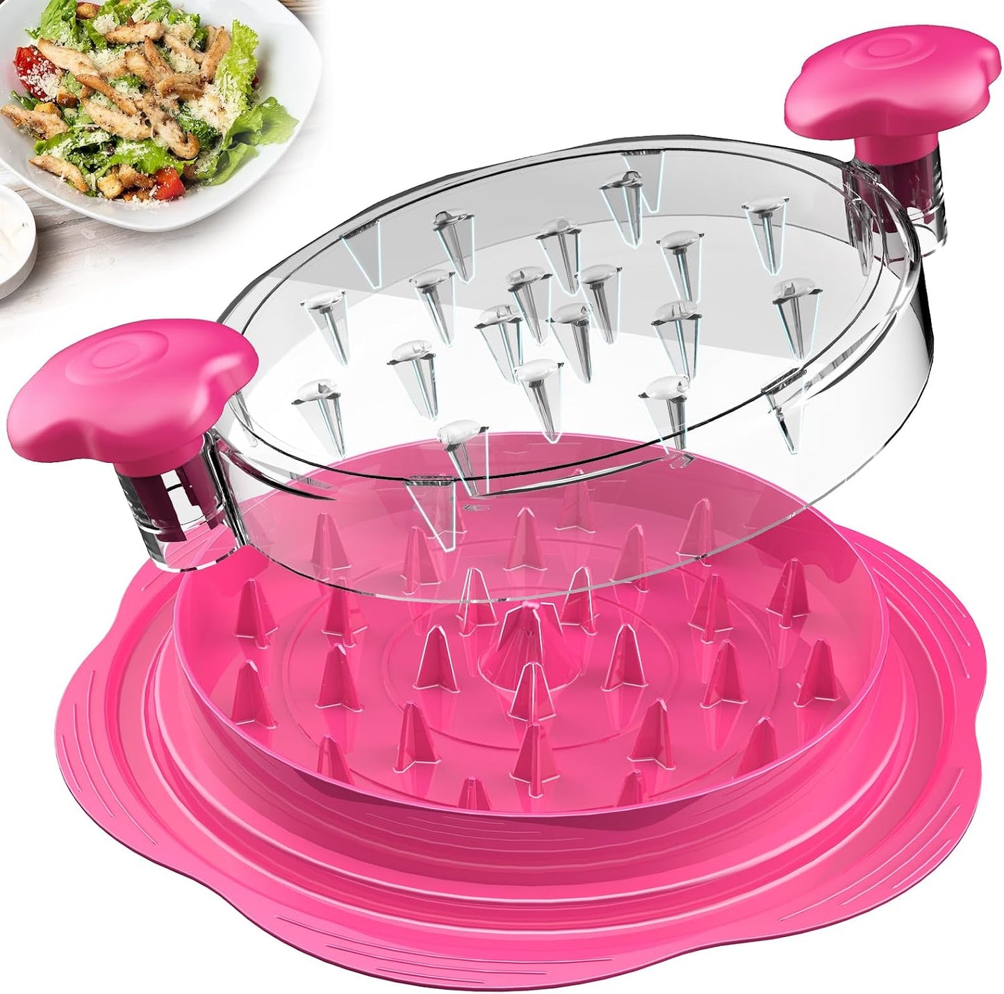 Chicken Shredder Tool Twist Large Meat Shredder with Brush&Fork, Black | Visible Chicken Breast Shredder, Strong Anti-Slip Strip, Ergonomic Handle, BPA Free, Kitchen Gadgets for Pork Beef Chicken