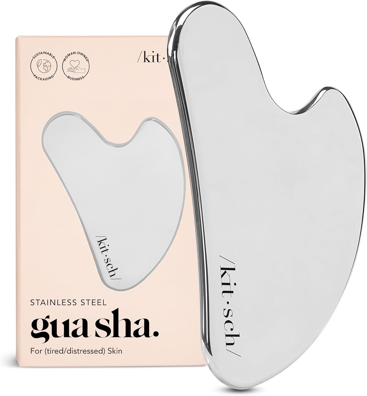 Kitsch Stainless Steel Gua Sha Facial Tool - Face Sculpting, Jawline Shaper, Lymphatic Drainage