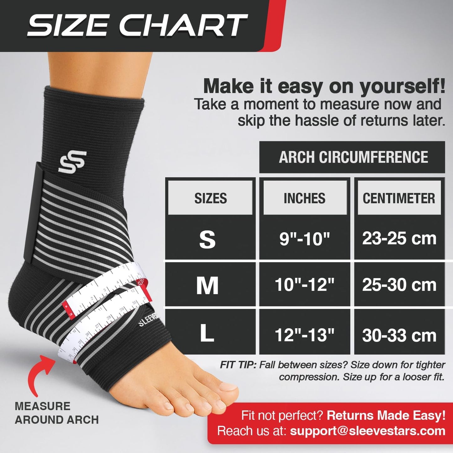 Sleeve Stars Ankle Brace for Women & Men, Compression Sleeve for Plantar Fasciitis Relief