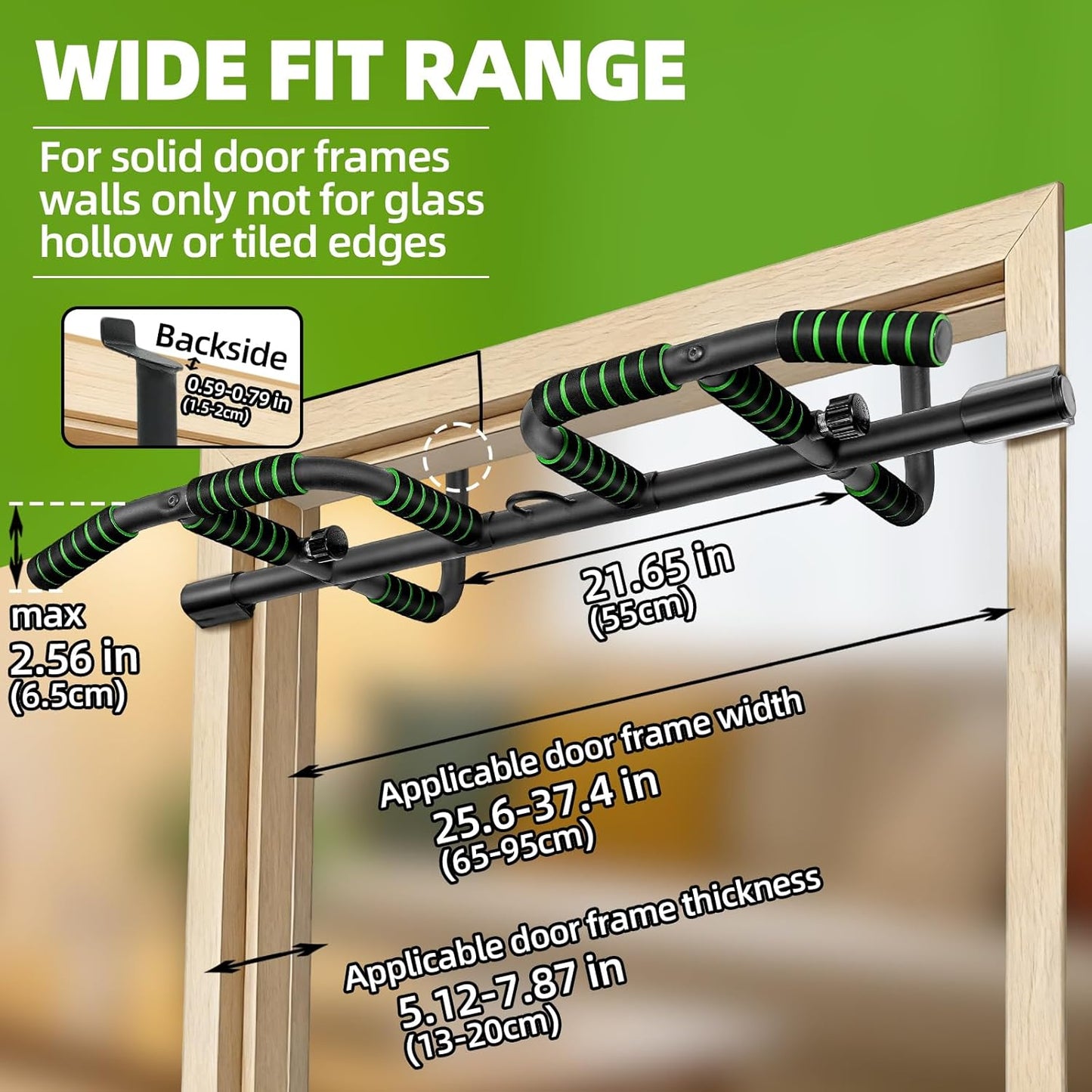 VBSD Upgrade Doorway Pull Up Bar, Ergonomic Grips, 440 Lbs Capacity
