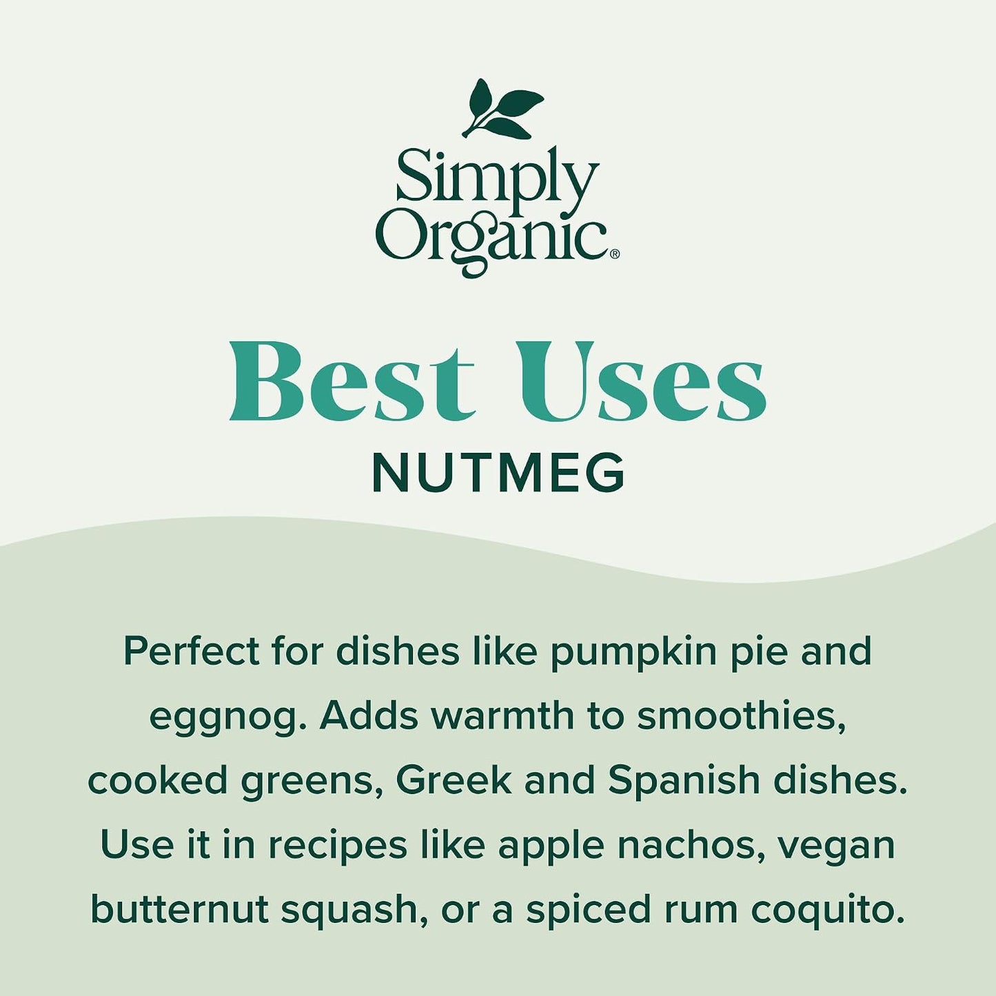 Simply Organic Pure Ground Nutmeg, 2.3 Ounce Jar, Aromatic, Subtly Spicy-Sweet Flavor, Organic, Kosher, No GMO, No ETO