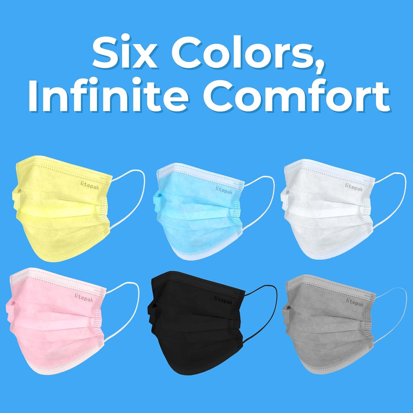 Litepak 125-Pack Premium Disposable Face Masks with Comfort Earloops Blue