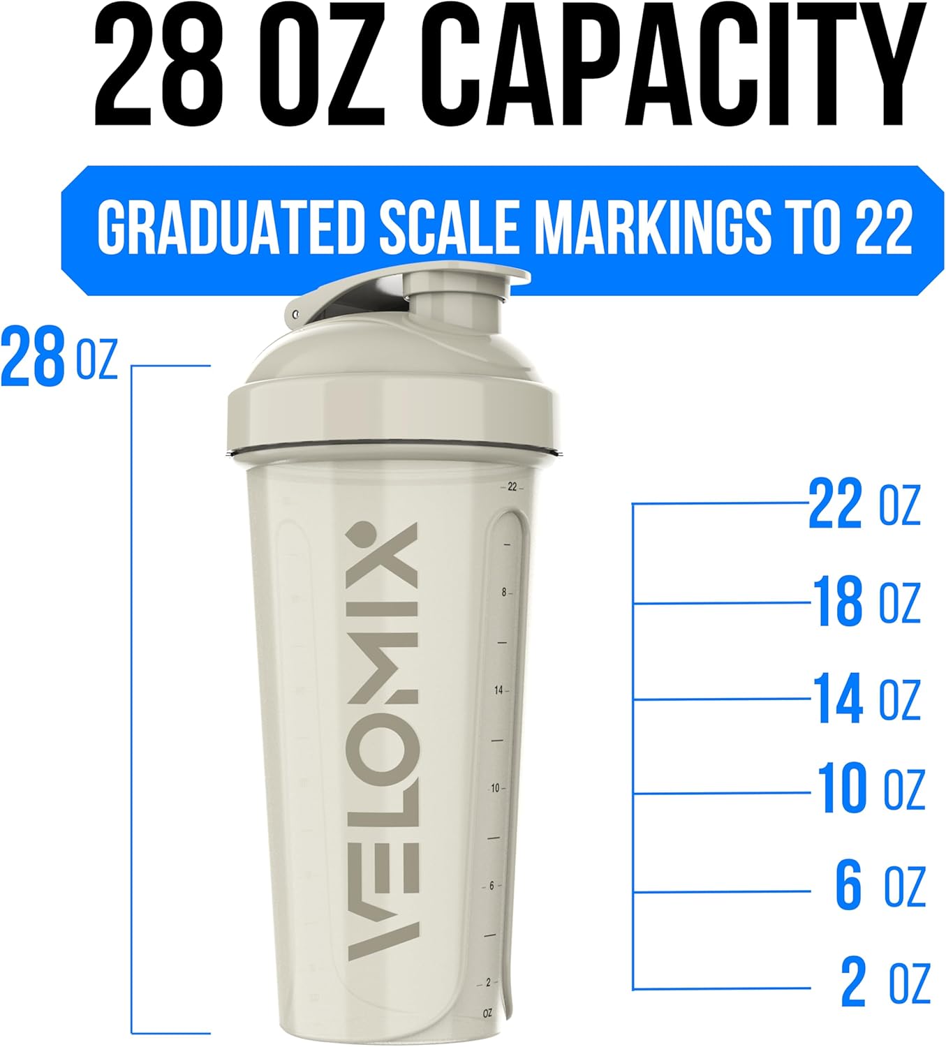 VELOMIX 28 oz Protein Shaker Bottle - 6 Pack, Earth Tones