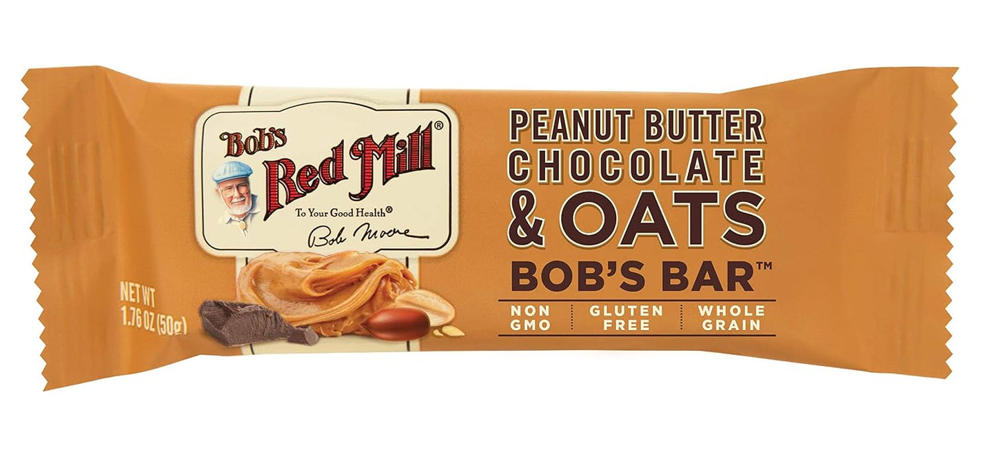 Bob's Red Mill 12pk Peanut Butter Chocolate & Oats Bar, 12 bars, Gluten Free, Kosher