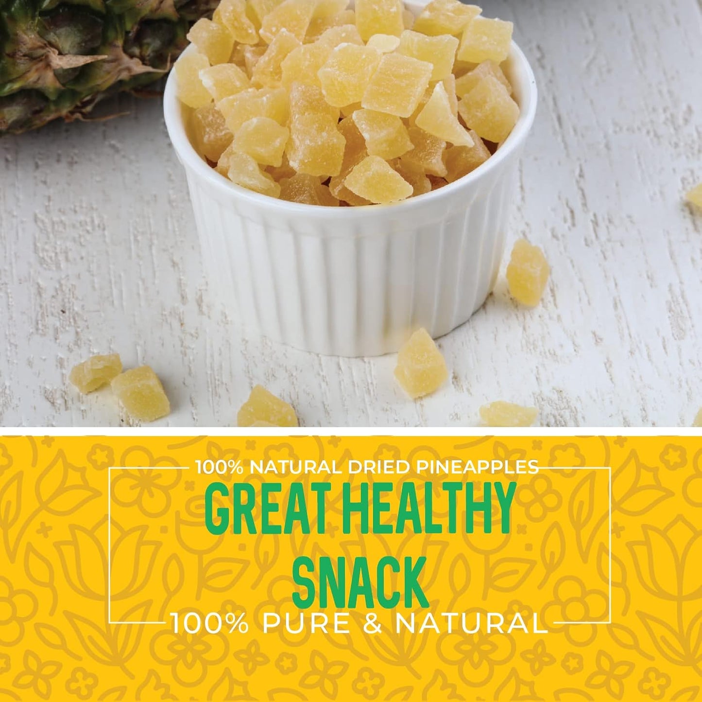 Dried Pineapple Chunks, 1 Pound, All Natural, Non-GMO, Lightly Sweetened