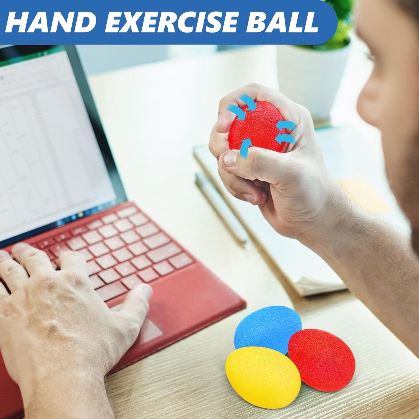 Grip Strength Trainer Set (8 Pack) - Forearm Strengthener, Stress Balls, Hand Therapy Equipment
