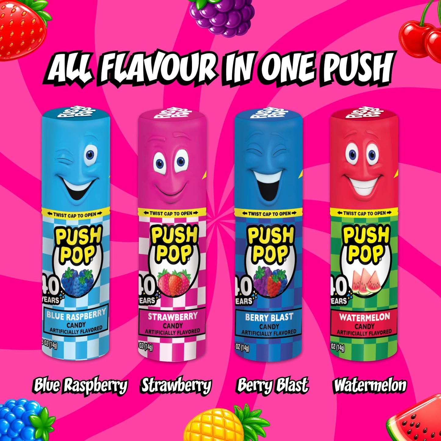 Push Pop Candy Lollipops Variety Pack 24 Count Assorted Fruity Flavors