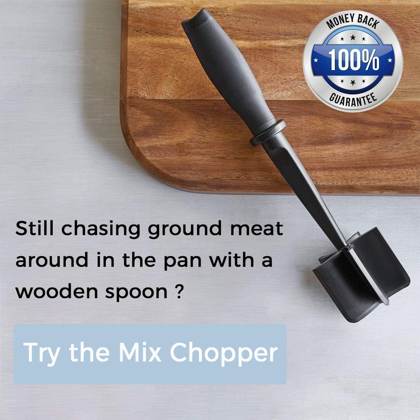 Meat Chopper Ground Beef Masher Tool for Hamburger | 5 Curve Blades Heat Resistant Meat Masher Tool, Turkey and More, Nylon Hamburger Chopper Utensil Non-scratch Utensils-Black