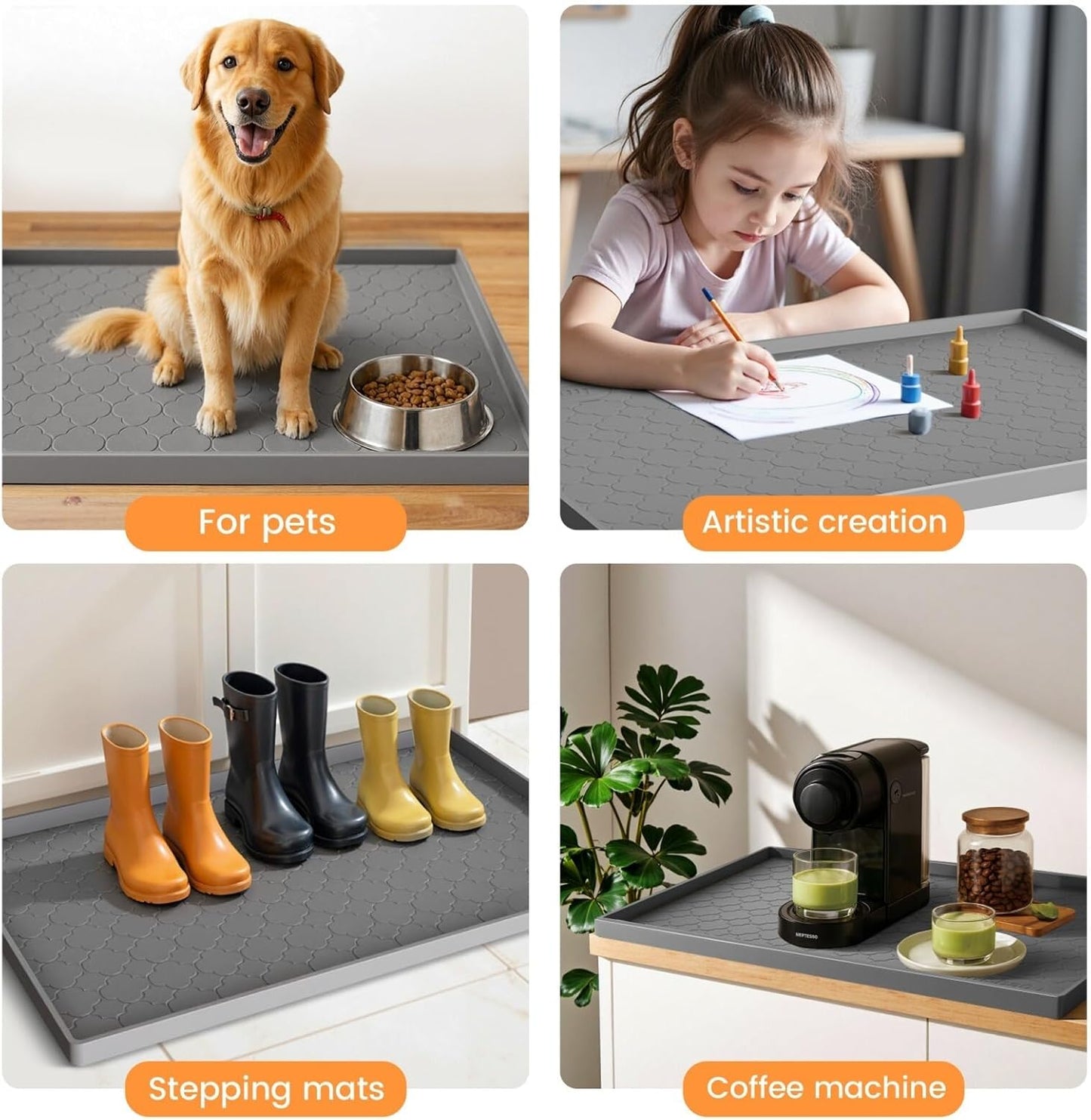 Jin&Bao Under Sink Mat 34" x 22" Waterproof Silicone Cabinet Kitchen Liner | Silicone under kitchen sink mat,cabinet protector,bathroom shelf liner,raised edge,anti-slip,easy to clean & dishwasher safe