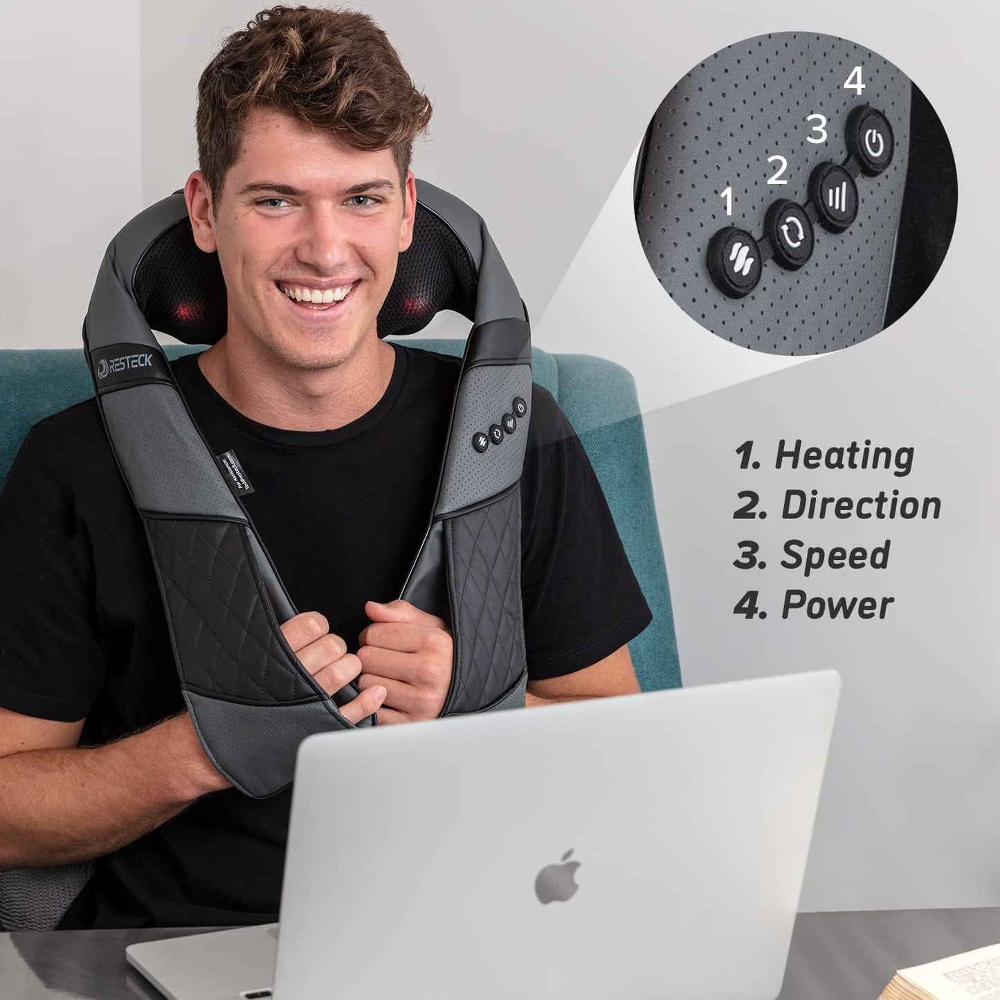 RESTECK Shiatsu Massager for Neck and Back with Heat