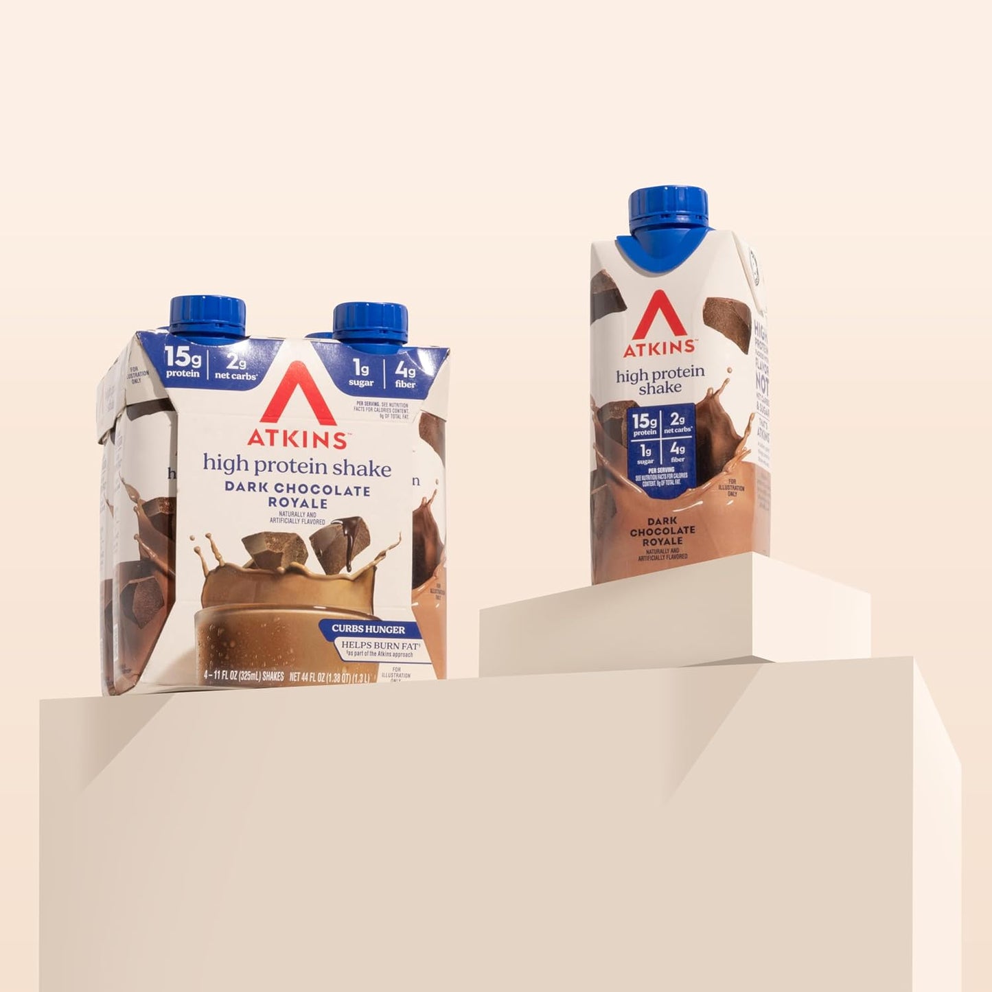 Atkins Dark Chocolate Royale Protein Shake, High Protein Shakes, Low Glycemic, Low Carb and Low Sugar Chocolate Flavored Protein Shakes, Keto Friendly, 12 Count
