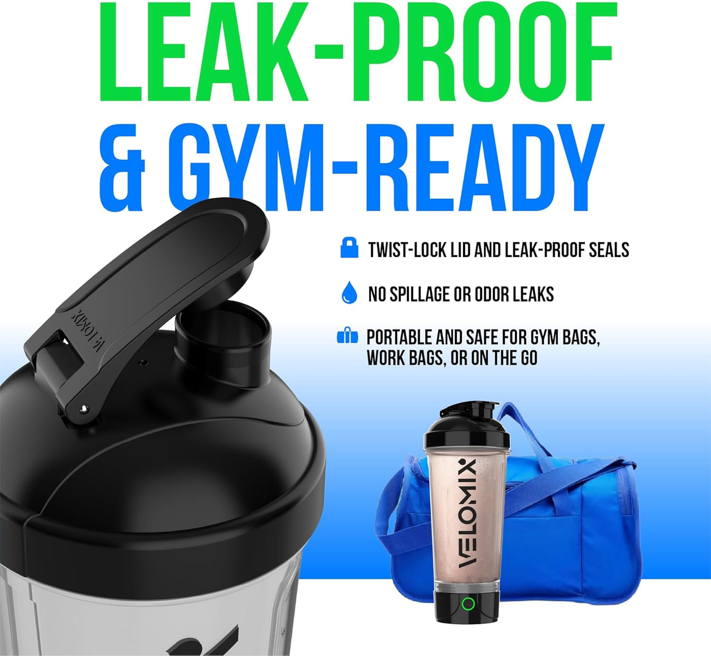 Velomix 24oz Electric Protein Shaker Bottle | USB-C Rechargeable