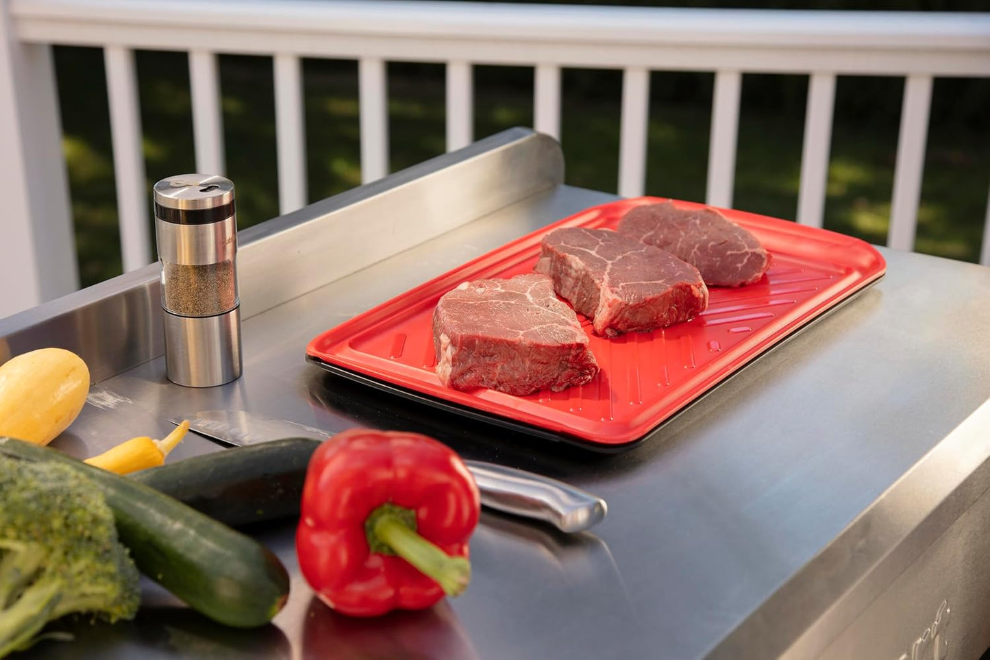 Cuisinart Grilling Prep and Serving Tray, Dishwasher-Safe, 2-Pc Nesting Set | CPK-200, 17-in x 10.5-in food tray set for prepping and serving, shatter-resistant melamine design fits 6 burgers