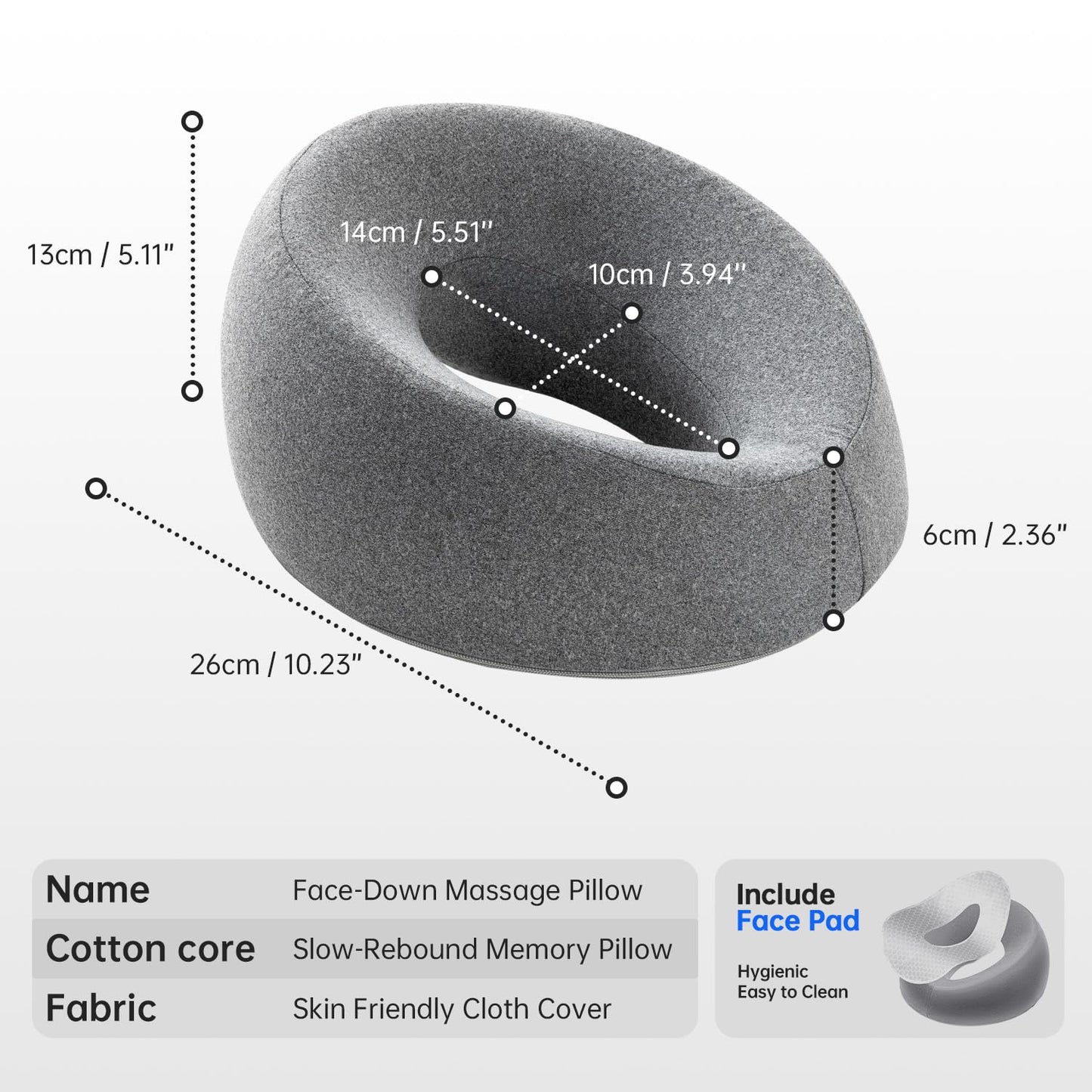 xiaomubiao face down pillows for massage table and stomach sleeping grey