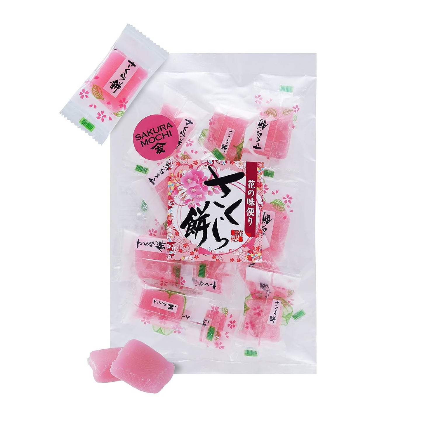 Traditional Japanese Sakura Mochi Candy, Cherry Blossom Rice Cakes, Soft & Chewy, Individually Wrapped