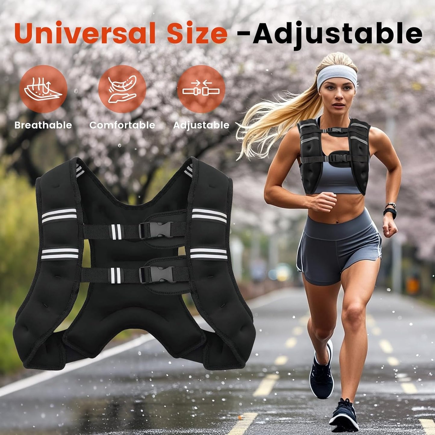 Poudee Adjustable Weighted Vest for Strength Training, Running, Workout