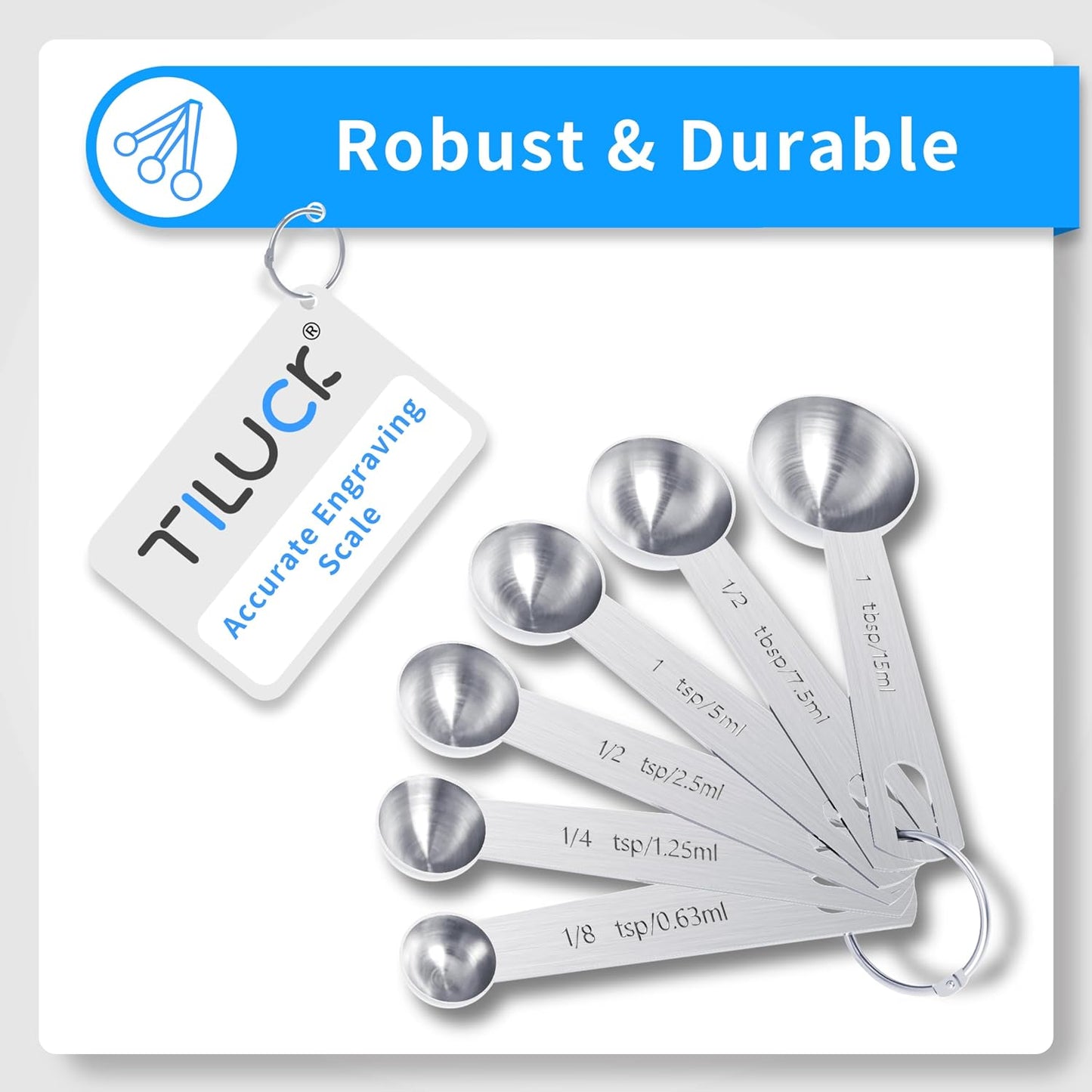 TILUCK Stainless Steel Measuring Cups & Spoons Set,Coffee Scoop Spoon,Kitchen Gadgets for Cooking & Baking,Set of