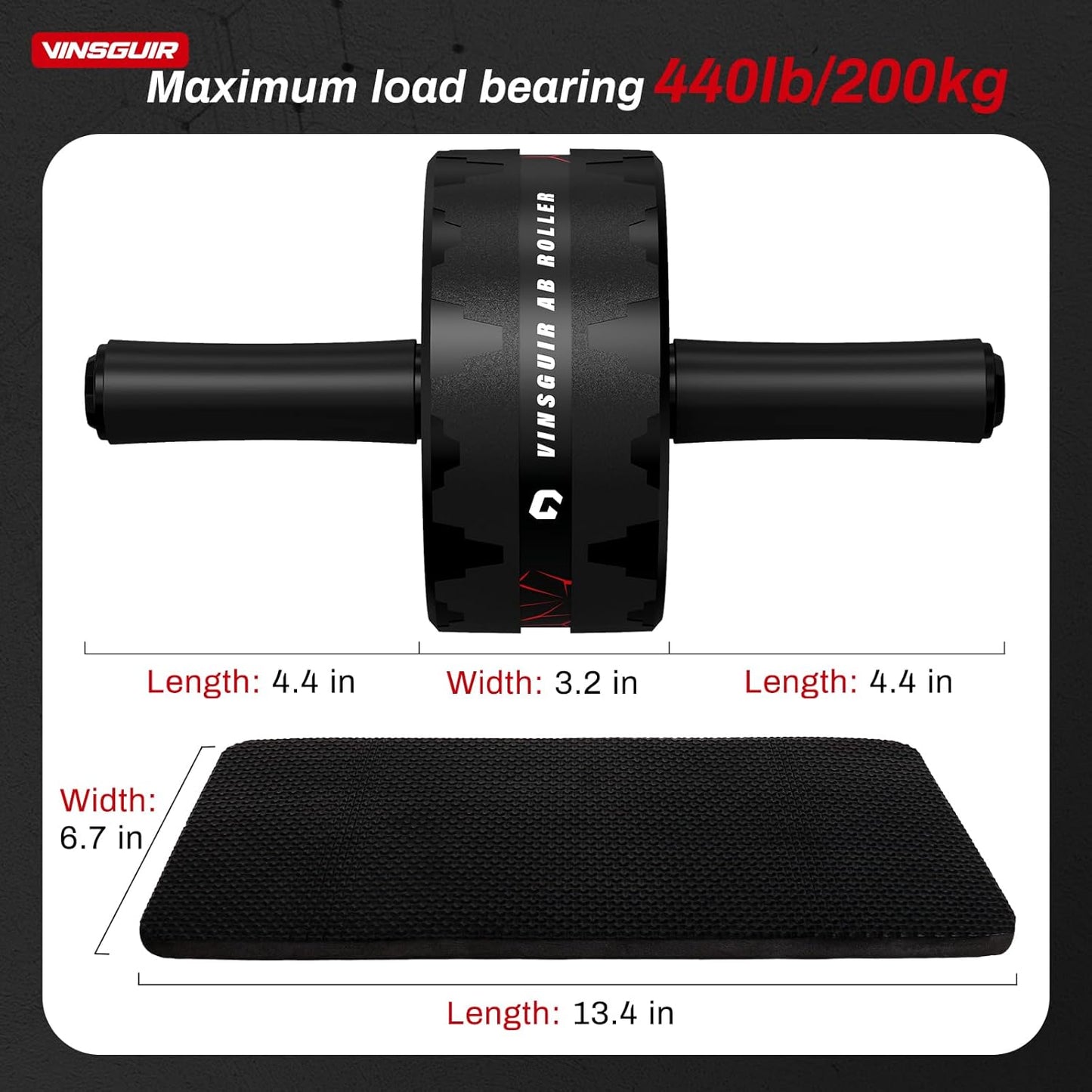 VINSGUIR Ab Roller Wheel with Knee Pad for Full-Body Strength Training