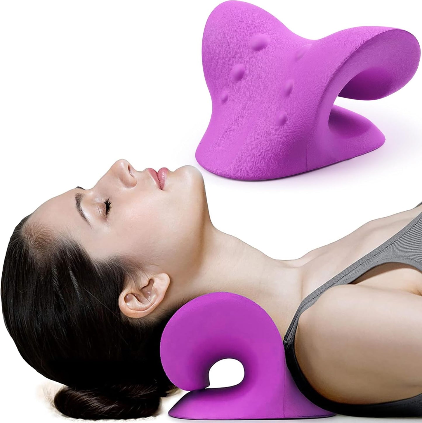 RESTCLOUD Neck and Shoulder Relaxer, Cervical Traction Device for TMJ Pain Relief, Dark Blue