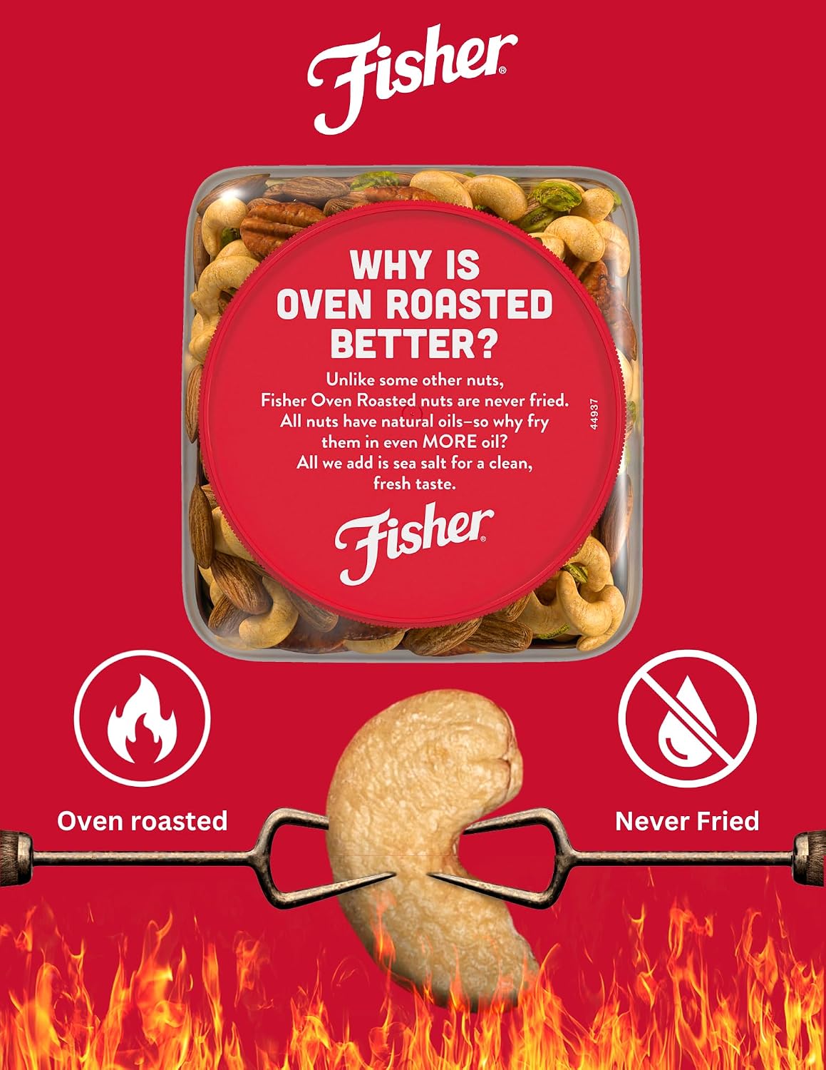 Fisher Oven Roasted Mixed Nuts with Peanuts, 24 Ounces, Reusable Canister