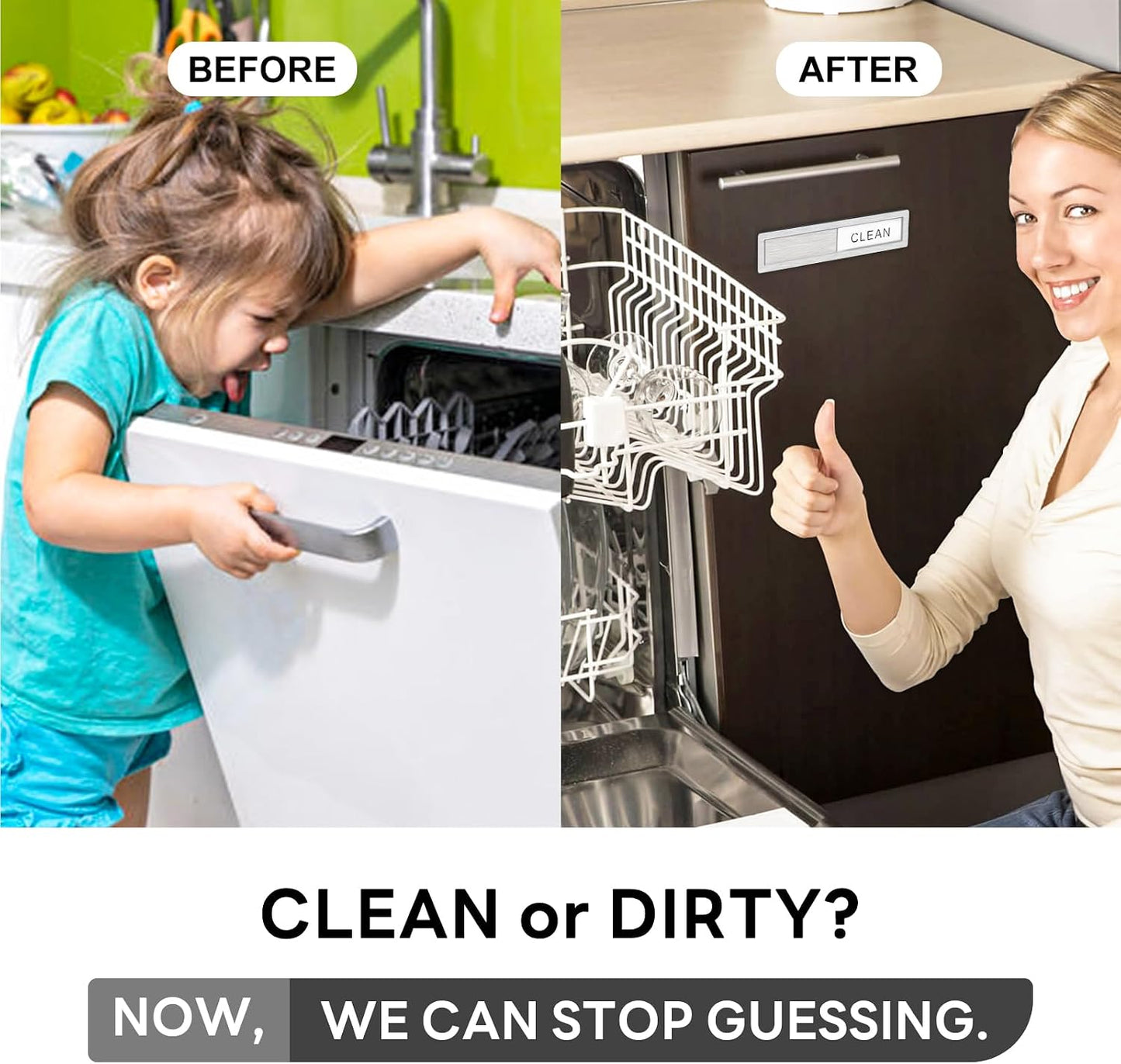KitchenTour Dishwasher Magnet Clean Dirty Sign, Premium Stainless Steel Clean Dirty Magnet for Dishwasher Funny, Strong Magnet Non-Scratch Dishwasher Sign Kitchen Decor and Accessories