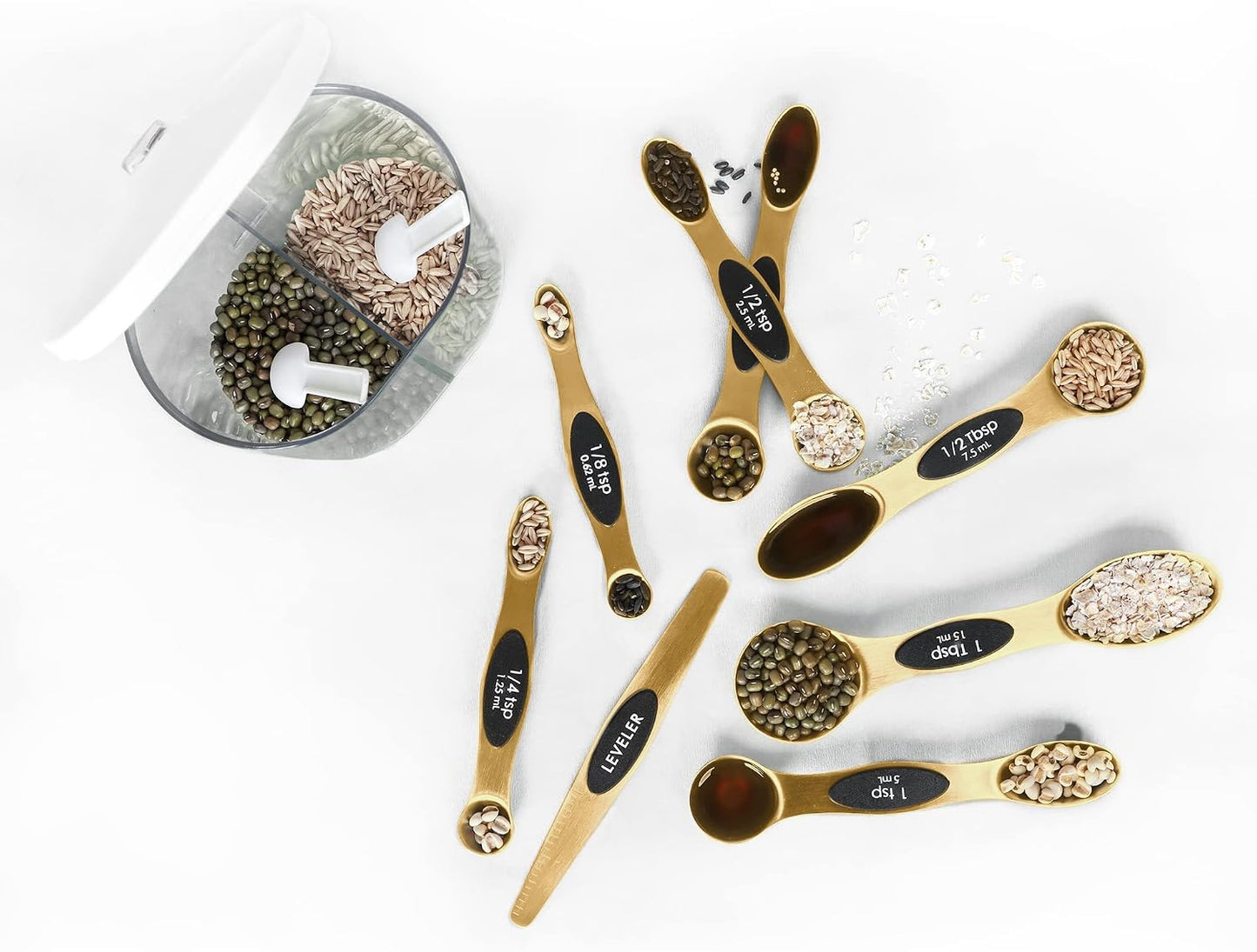 Magnetic Measuring Spoons Set Stainless Steel with Leveler, Stackable Metal Tablespoon Measure Spoon for Baking, Measuring Cups and Spoon Set Kitchen Gadgets Apartment Essentials Fits in Spice Jars