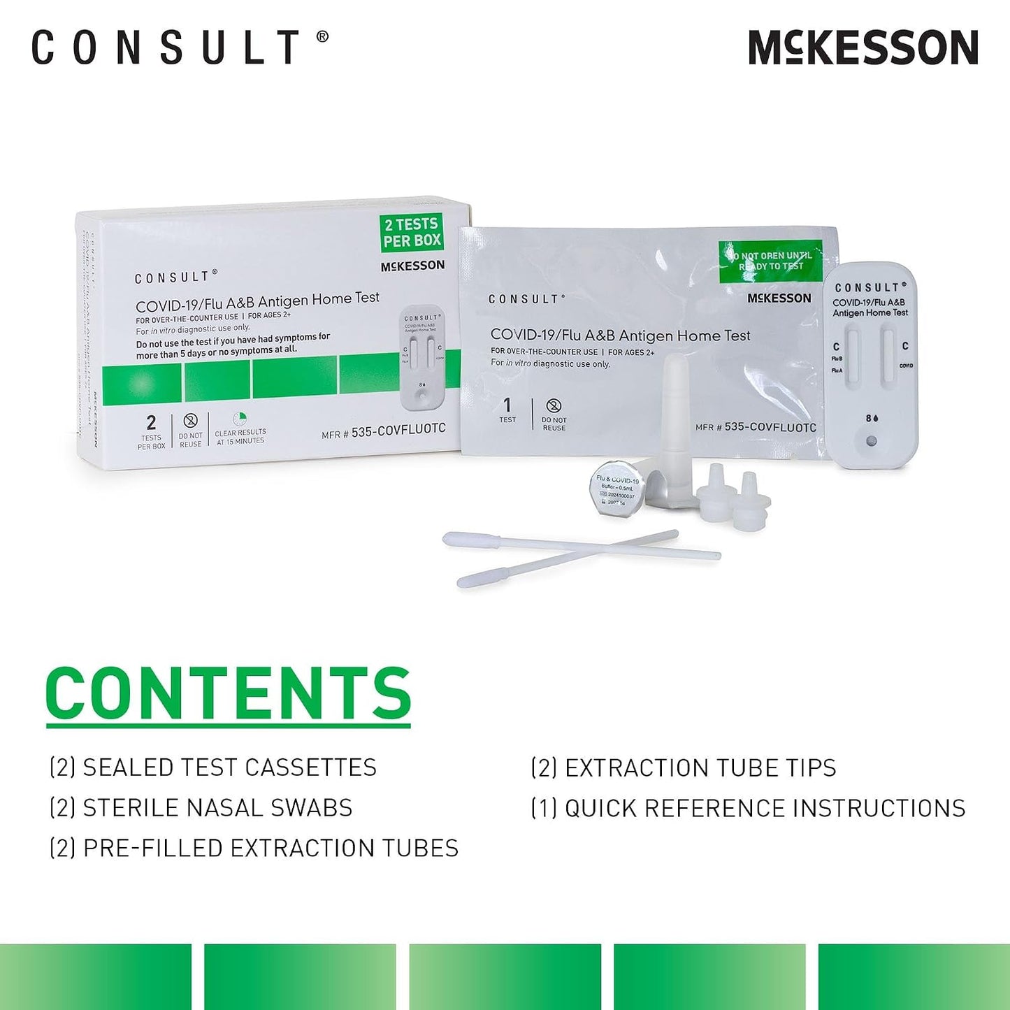 McKesson Consult COVID-19/Flu A&B Antigen At-Home Test Kit (20 Tests)