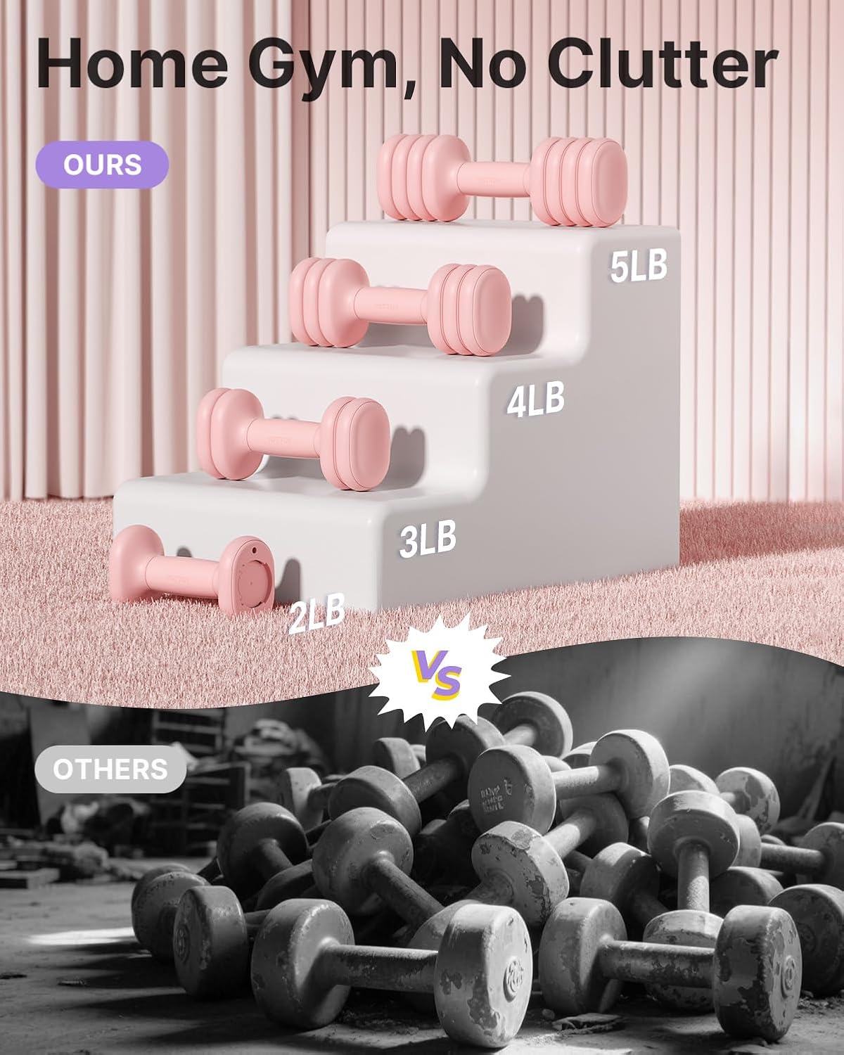 YOTTOY Adjustable Dumbbell Set of 2, 4-in-1 Hand Weights for Women
