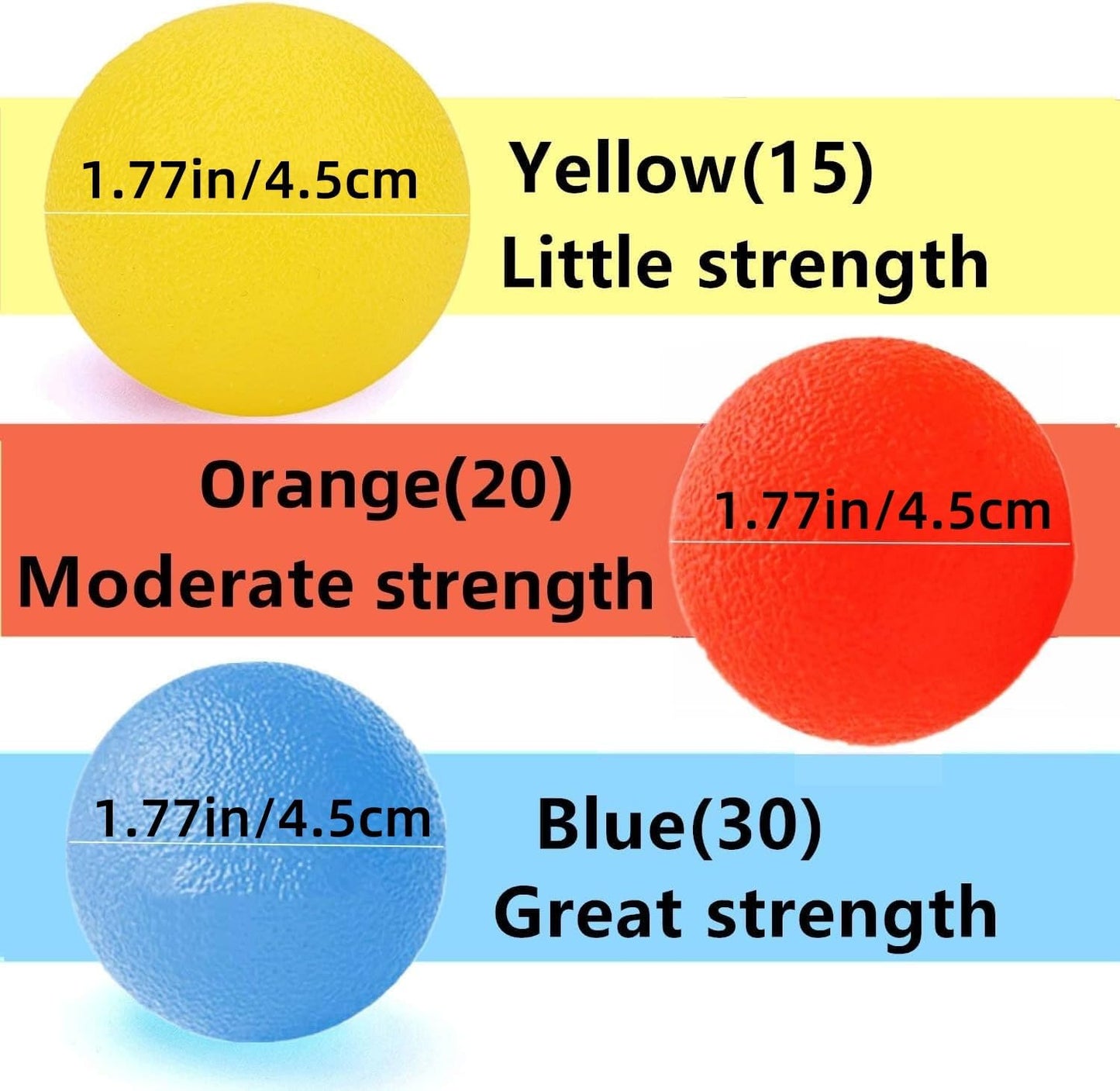 3 Resistance Hand Therapy Balls, Stress Relief Squeeze Balls for Physical Therapy