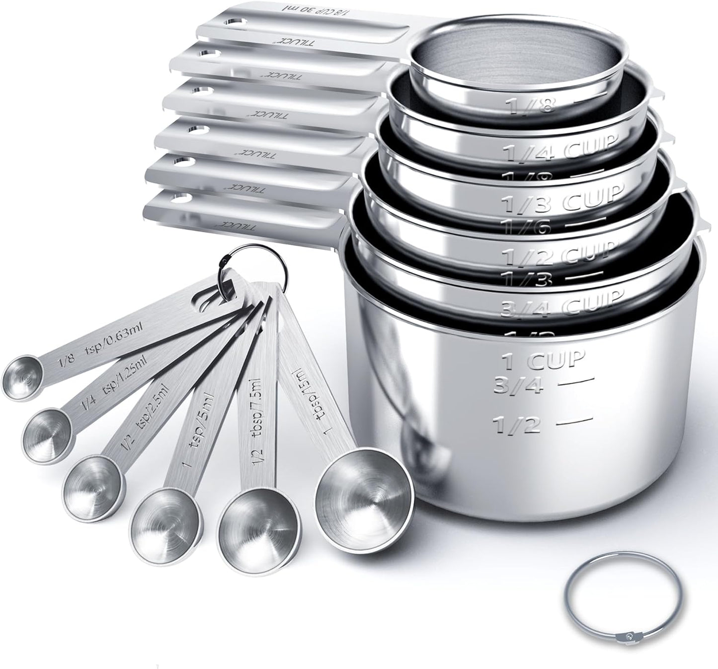 TILUCK Stainless Steel Measuring Cups & Spoons Set, Cups and Spoons,Kitchen Gadgets for Cooking & Baking (10)