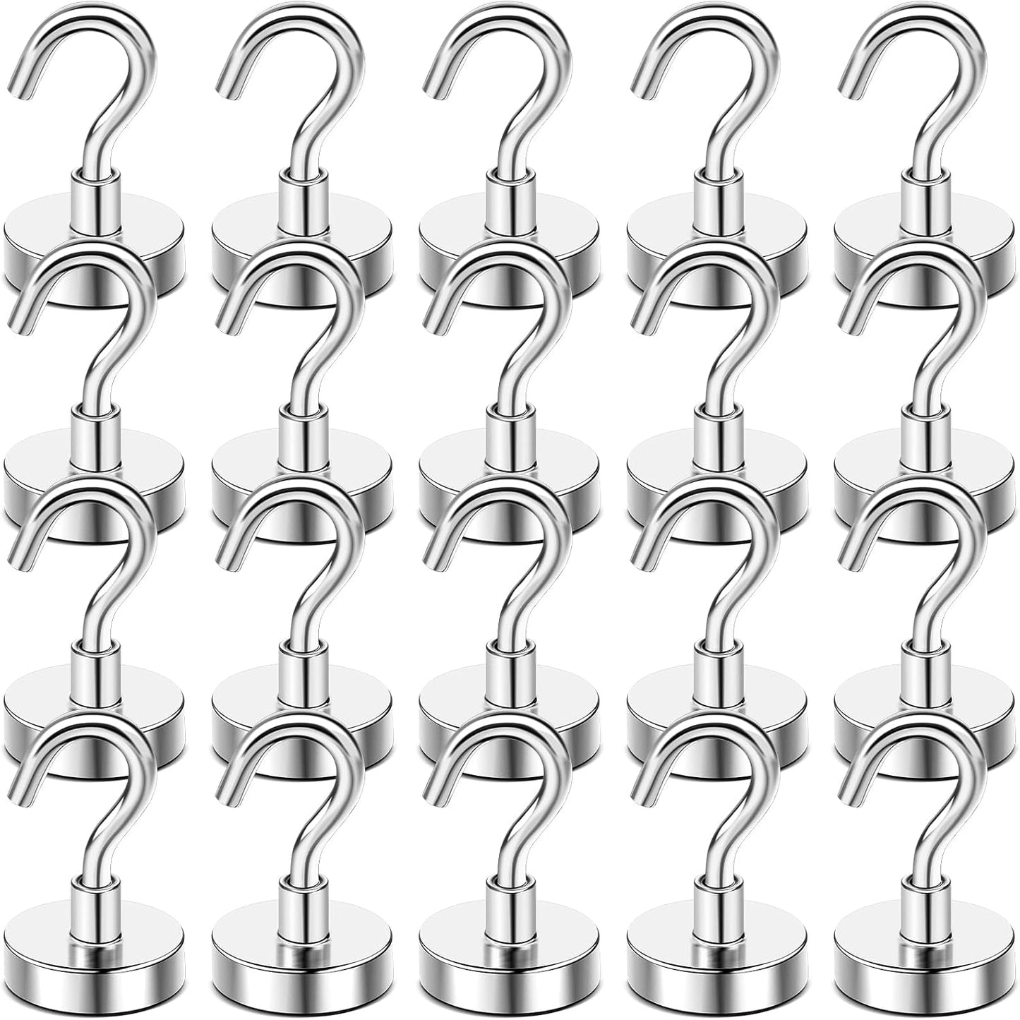 DIYMAG Magnetic Hooks 20pcs 30lbs+ Cruise Essentials 2026 Magnet Hook | Neodymium Heavy Duty Strong Magnets Hanging Ship Cabins Refrigerator Fridge Classroom Beach Vacation Kitchen Grills Home Tool