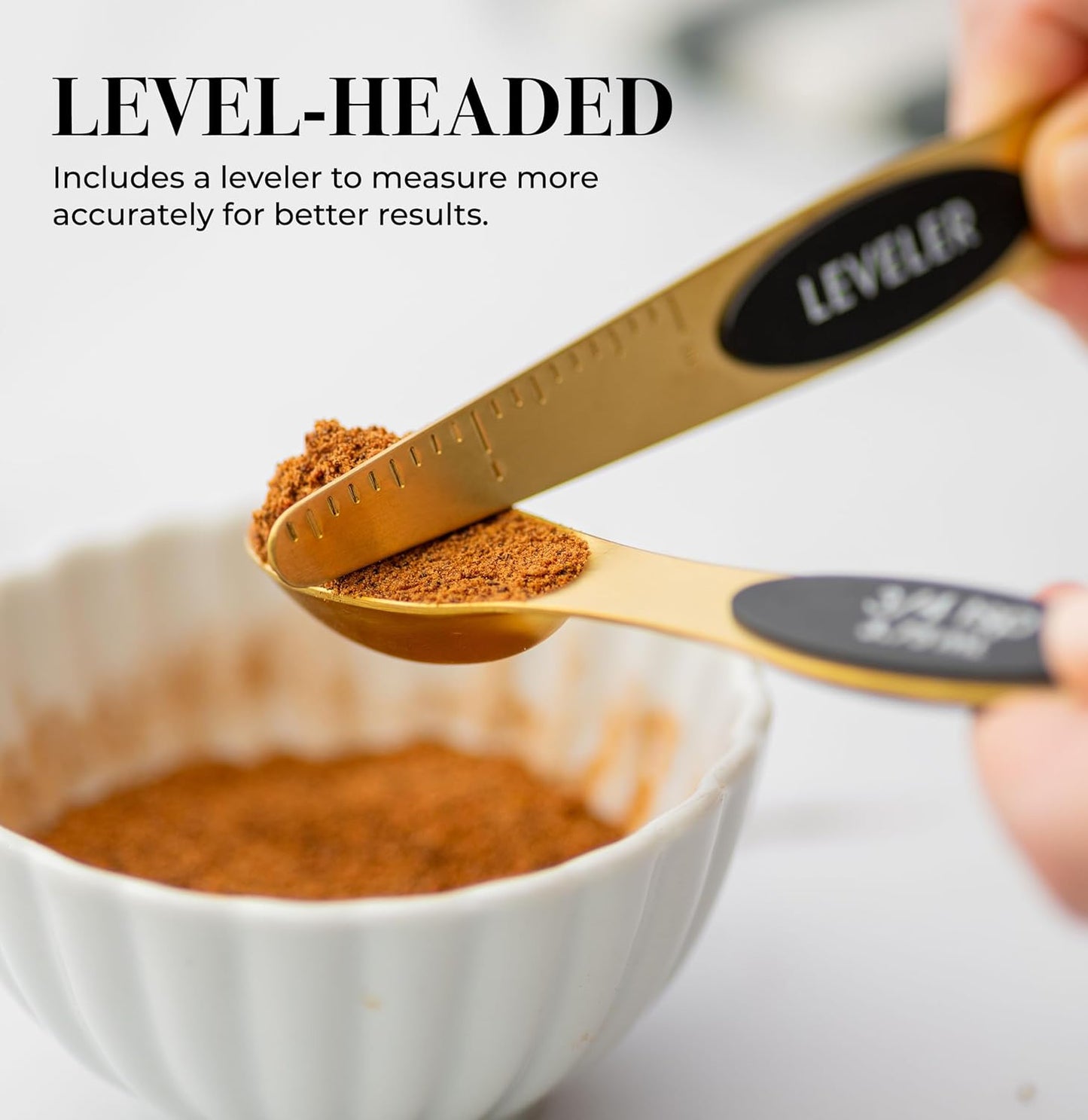 Styled Settings Magnetic Measuring Spoons Set, Gold | Stainless Steel Gold Measuring Spoons for Cooking and Baking - Cute and Durable Gold Kitchen Accessories - Great for Gifting