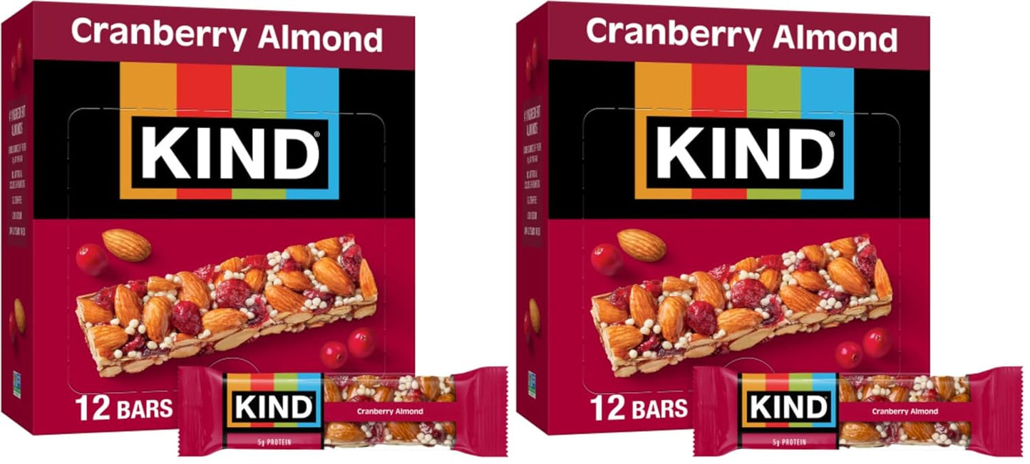 KIND Snack Bars, Cranberry Almond, Gluten Free, High Fiber, 12 Count