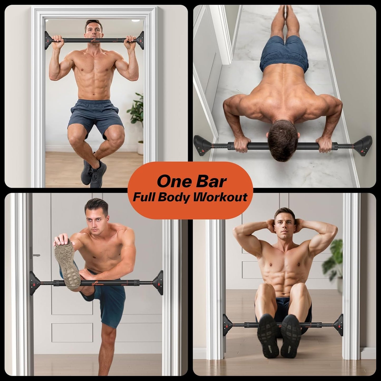 Sportneer Adjustable Pull Up Bar: 29.5-37 Doorway Chin Up Bar, 440lb Capacity