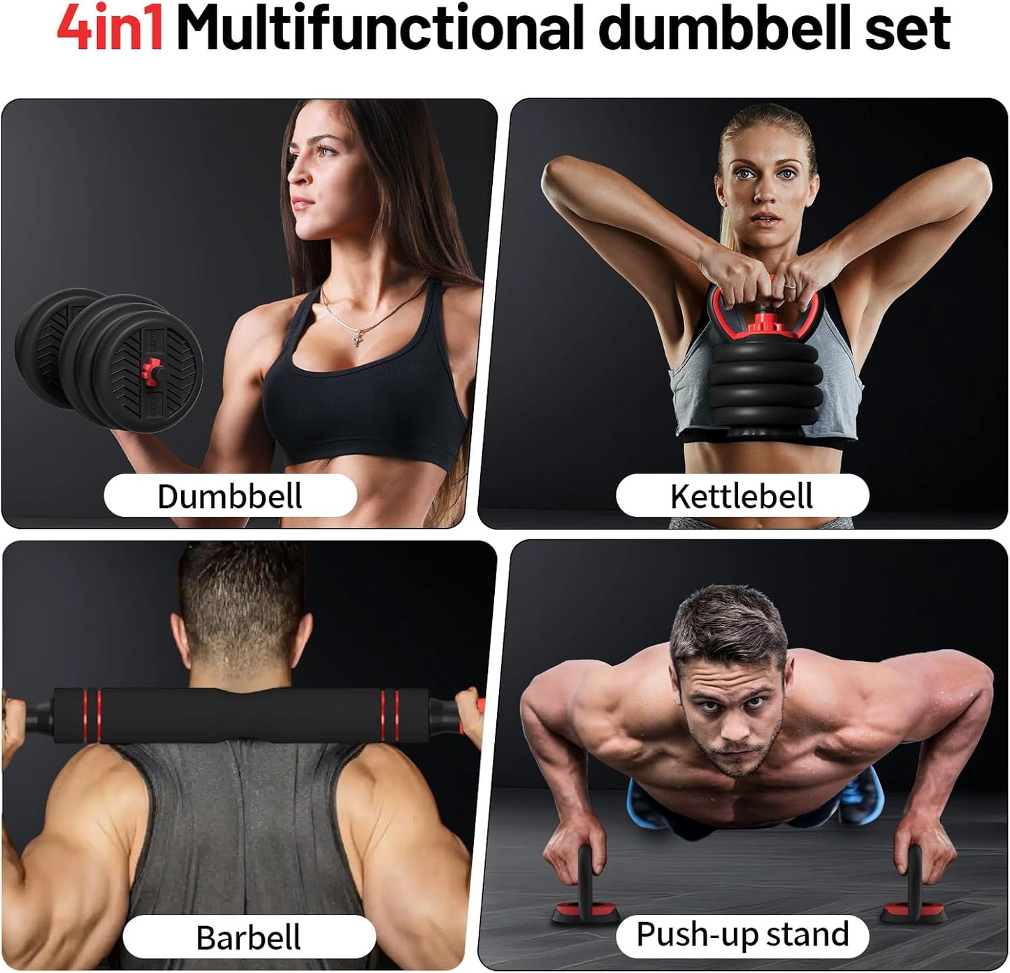Adjustable Dumbbell Set: 20/30/40/60/80lbs Weights for Home Gym Workouts