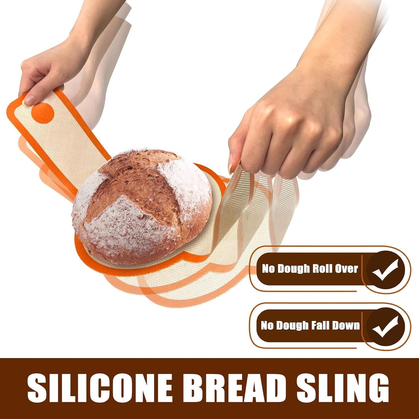Silicone Bread Sling for Dutch Oven, Non-Stick & Easy to Clean Baking Mat Set, 2 Pcs Reusable Bread Sling for Sourdough Tools & Accessories