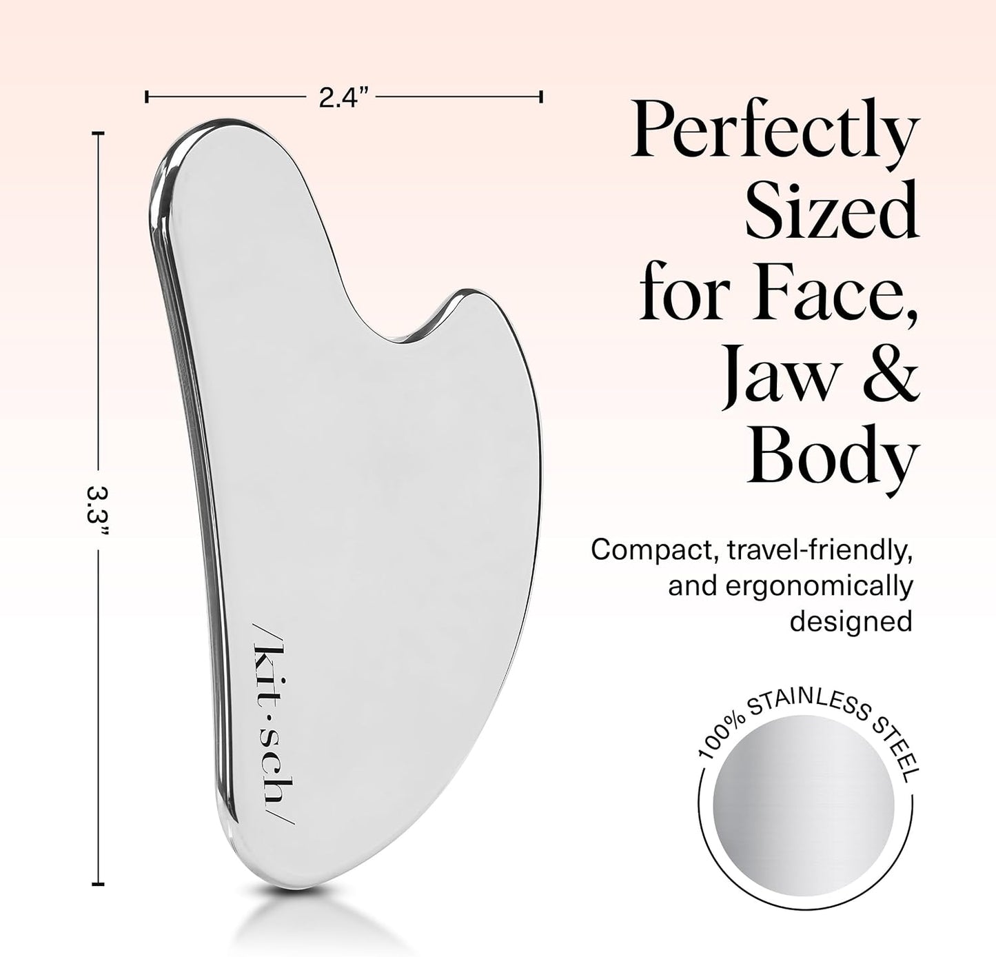 Kitsch Stainless Steel Gua Sha Facial Tool - Face Sculpting, Jawline Shaper, Lymphatic Drainage