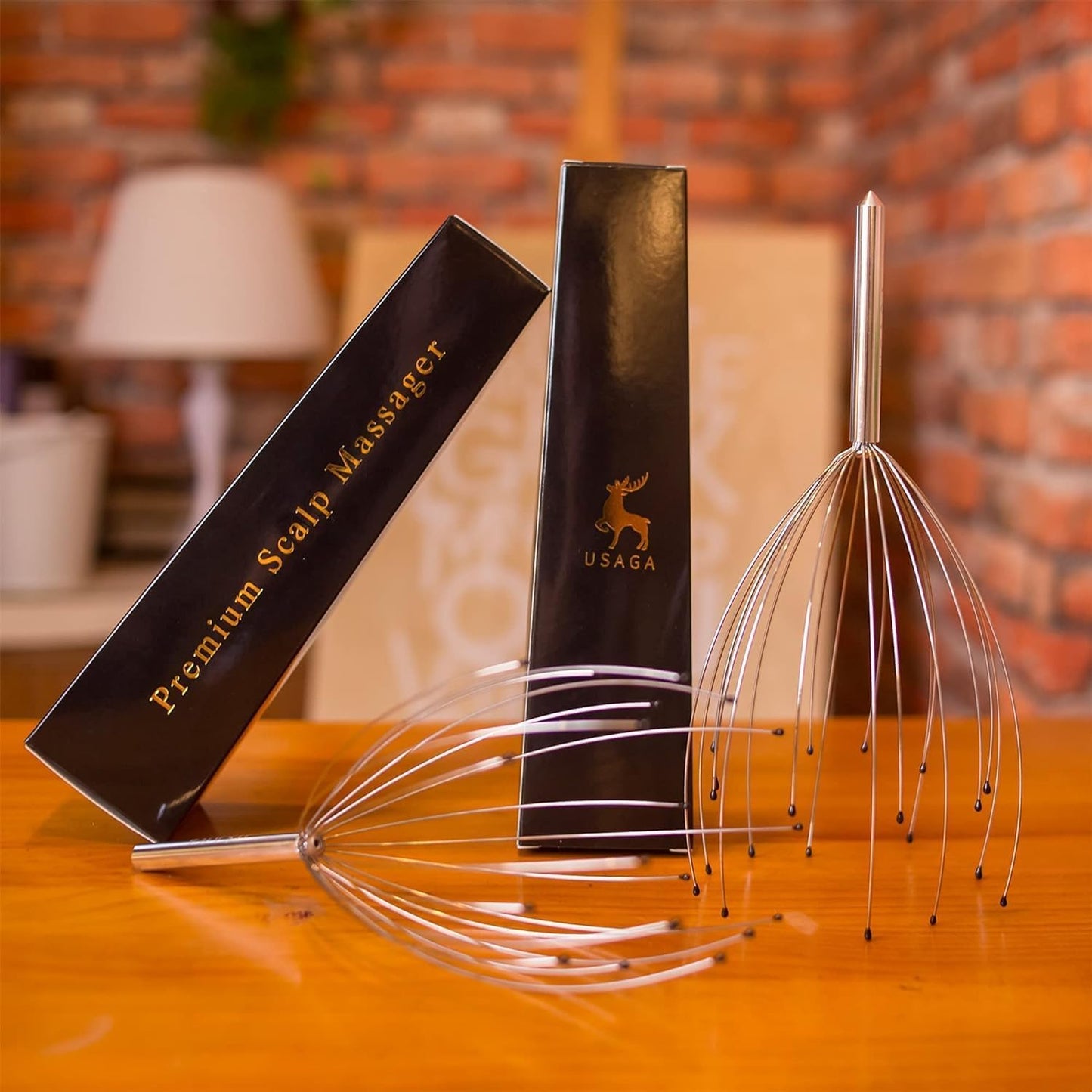 USAGA 20 Fingers Silvery Head Massager Scalp Scratcher for Relaxing