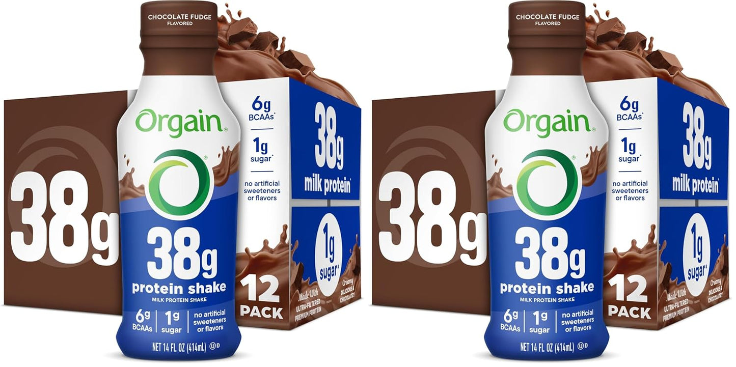 Orgain 30g High Protein Shake, Dairy Isolate Milk Protein, Chocolate Fudge, 5g BCAAs, 1g Sugar Per Serving, Meal Replacement, Ready to Drink, Keto Friendly, Gluten-Free 11 Fl Oz (Pack of 12)
