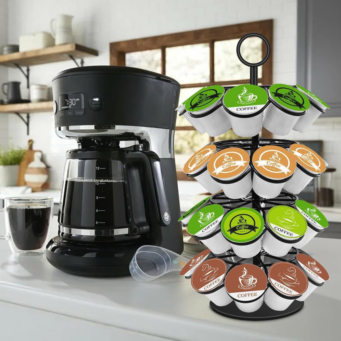 KIMIUP Coffee Pod Holder, K Cup Organizer Compatible with K-Cups(36 Pods) | Kitchen Detachable Coffee Pod Organizer for Countertop, Spins 360-Degrees