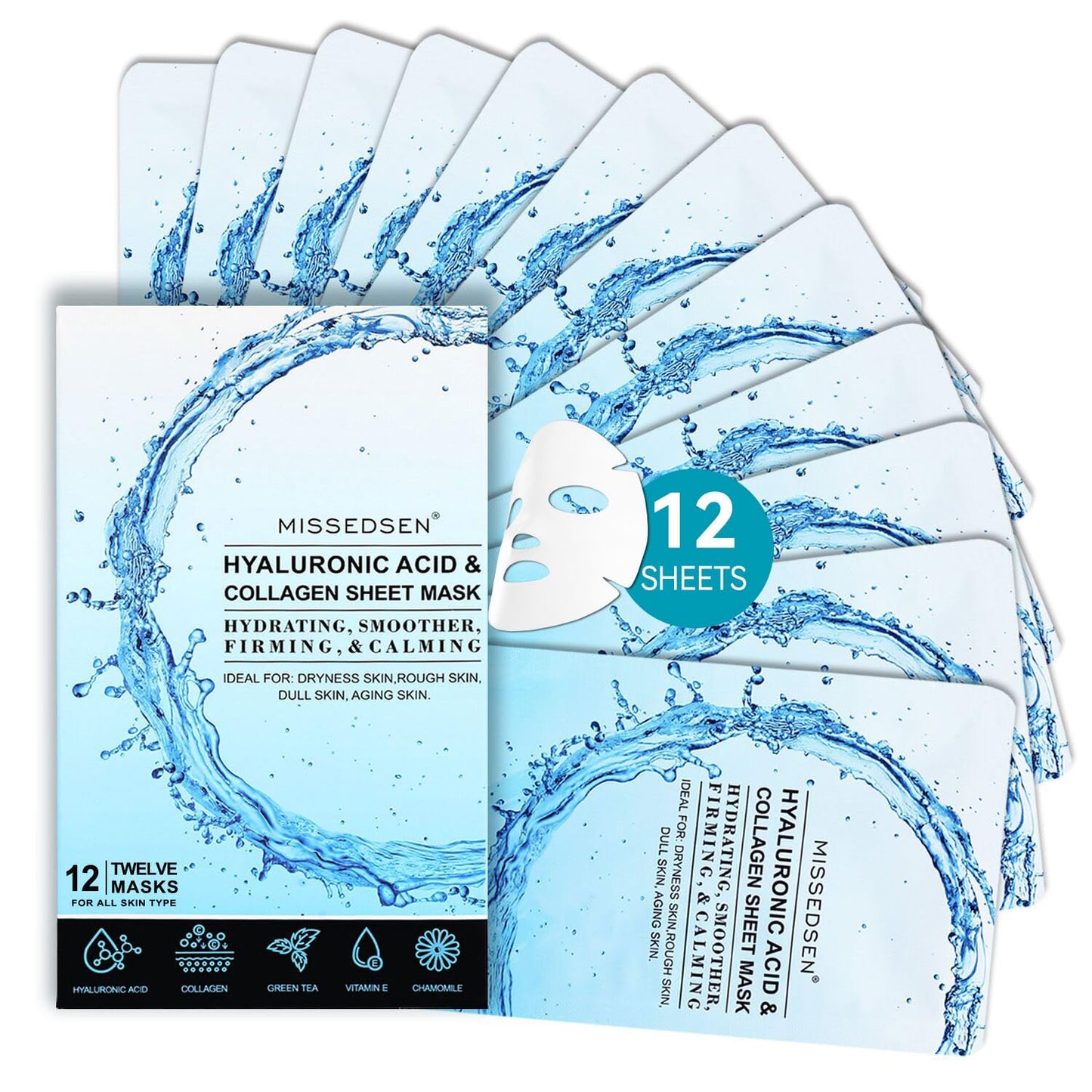Collagen Face Mask with Hyaluronic Acid and Vitamin E Oil for Skin Care