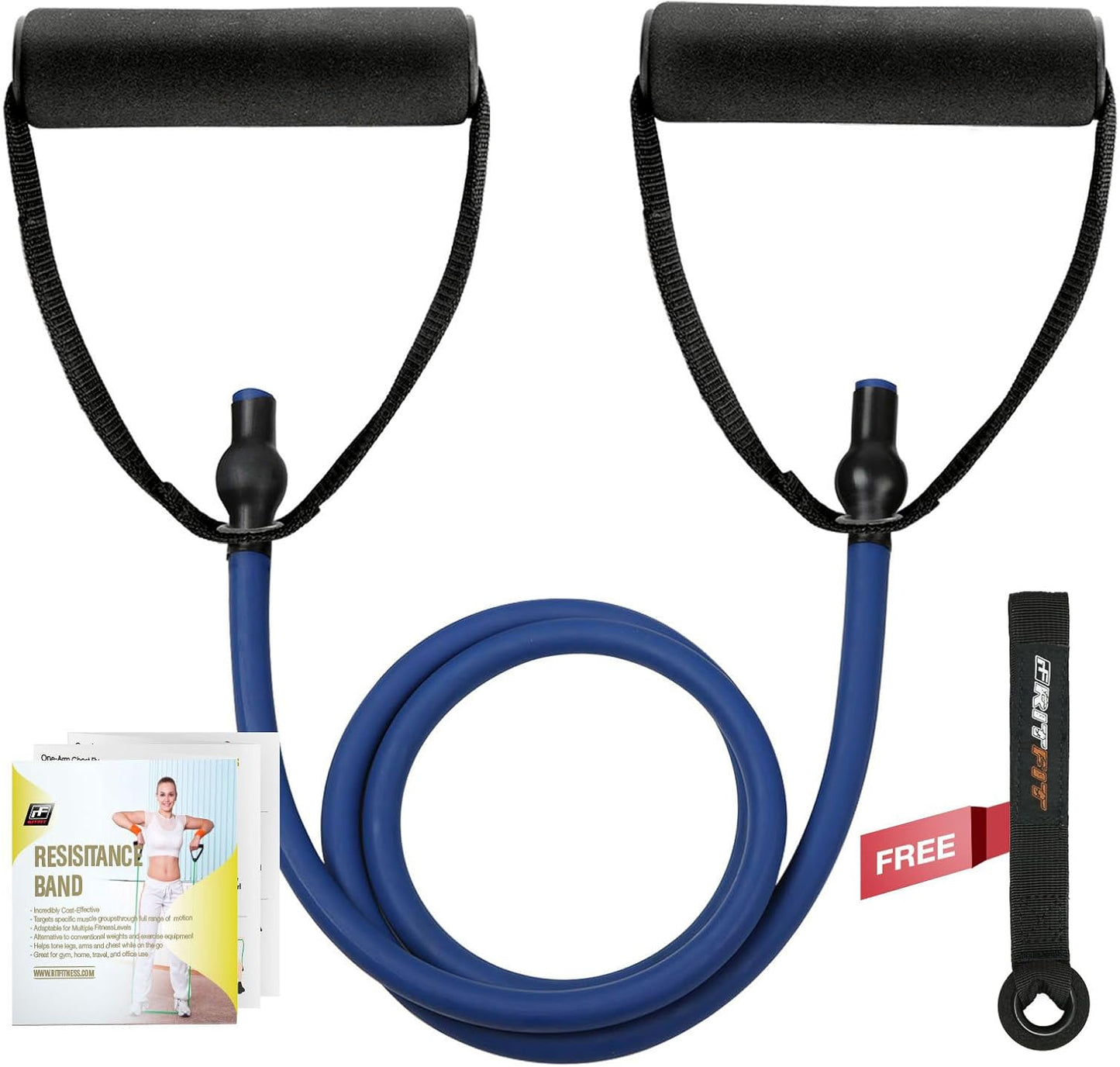 RitFit Single Resistance Exercise Band with Foam Handles - Ideal for Therapy, Strength Training