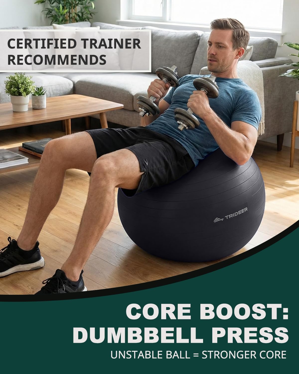 Trideer Exercise Ball for Yoga, Pilates & Fitness - 5 Sizes