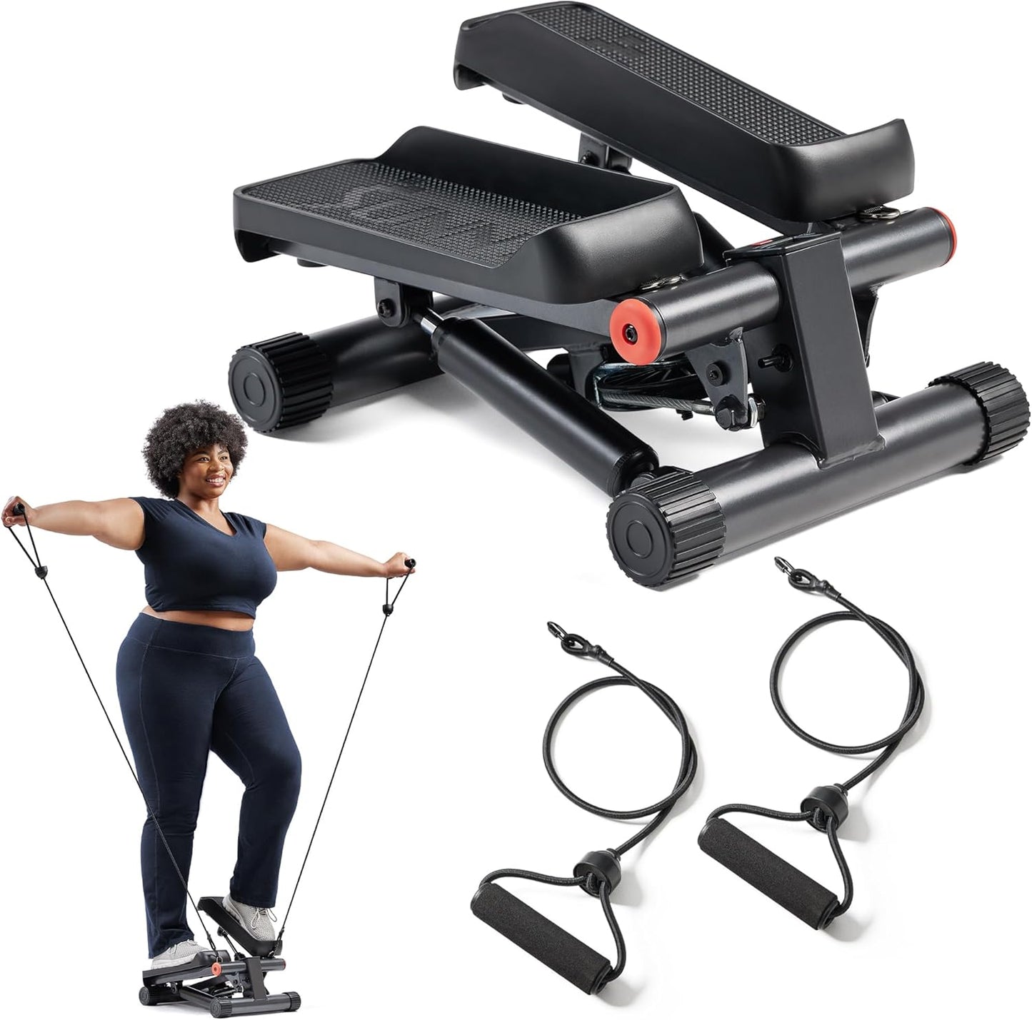 Sunny Health & Fitness Mini Stepper, 300 lb Capacity, Resistance Bands