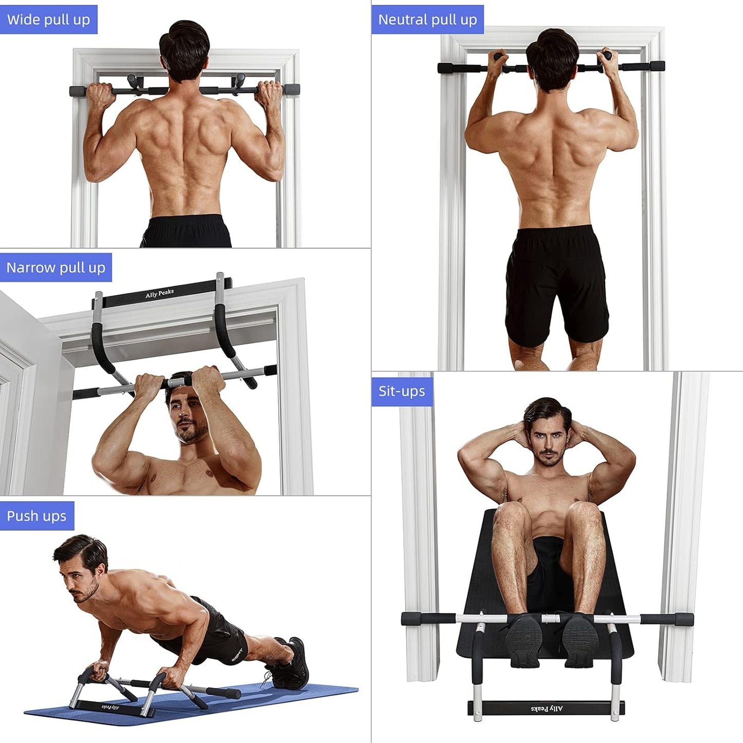 Ally Peaks Pull Up Bar for Doorway | 440 lbs Capacity Strength Training