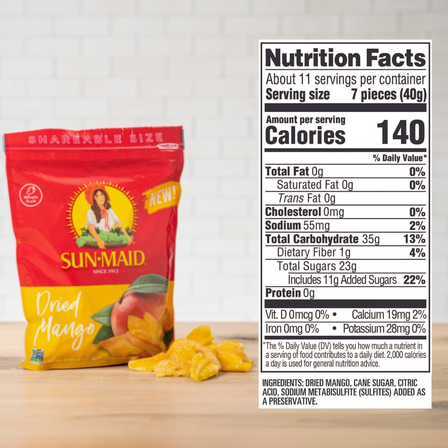 Sun-Maid Dried Mango Slices in 15 oz Resealable Bag with Cane Sugar