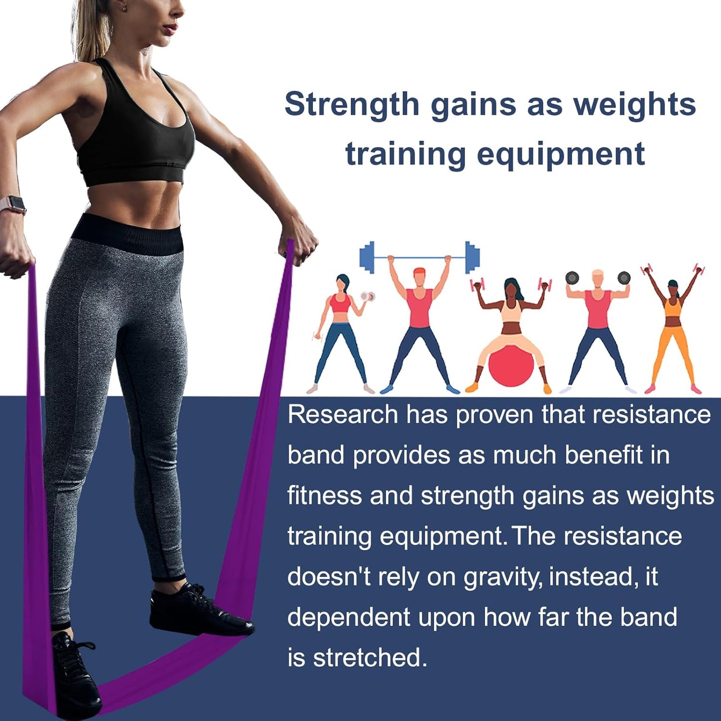 AZURELIFE Resistance Bands, Professional Non-Latex Elastic Stretch Bands for Physical Therapy and Strength Training