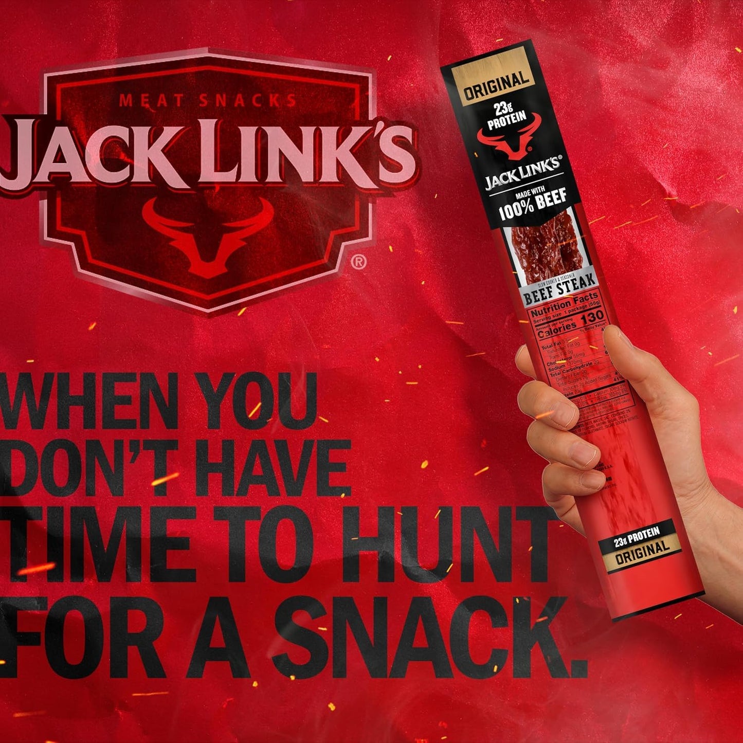 Jack Link's Original Beef Steak Protein Snacks, 12 Count, 2 Oz Each, Made with 100% Real Beef