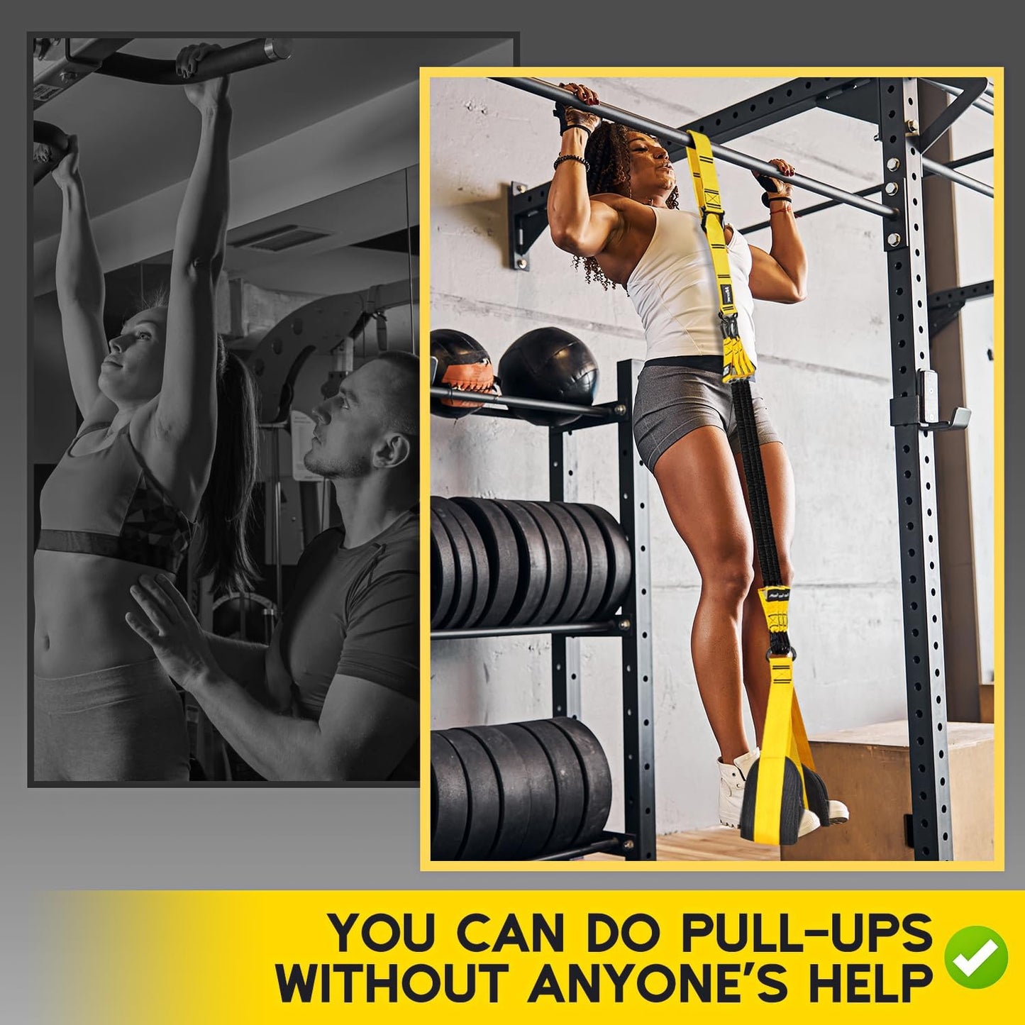 Pull Up Assist Bands with 3 Resistance Levels and Adjustable Comfort Foot Rest