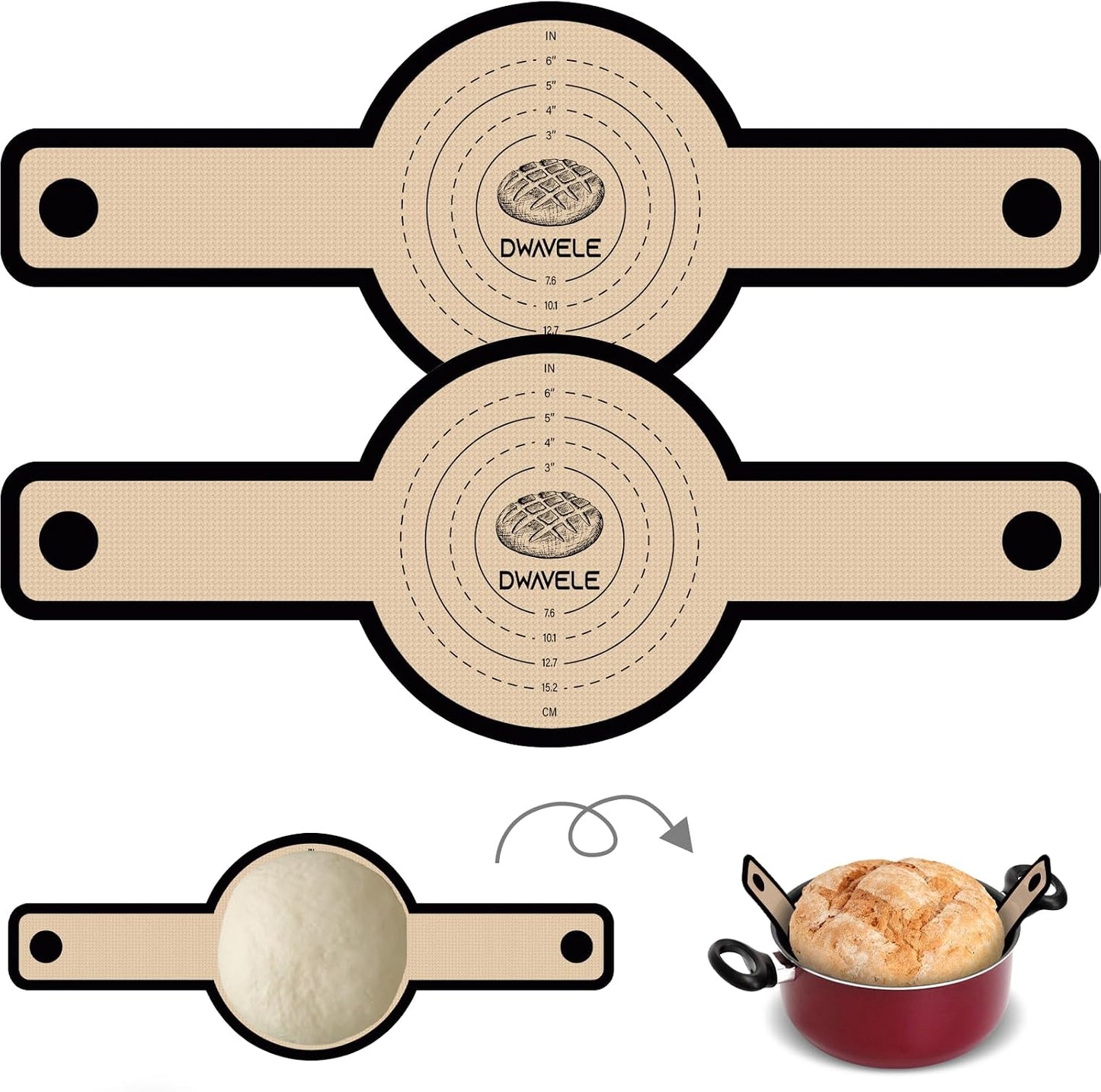 Silicone Bread Sling for Dutch Oven, Non-Stick & Easy to Clean Baking Mat Set, 2 Pcs Reusable Bread Sling for Sourdough Tools & Accessories